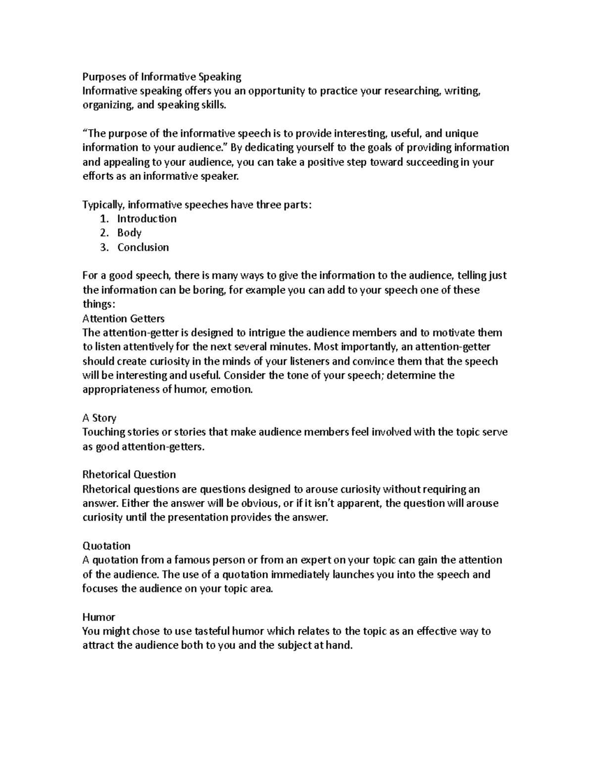 Info Comcom - Info speech - Purposes of Informative Speaking ...