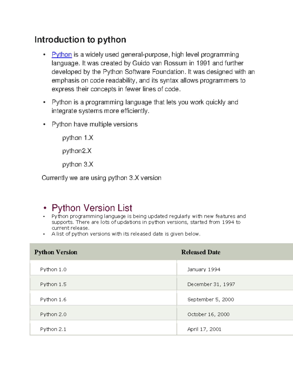 Python mdl1(modified) - Introduction to python - Python is a widely ...