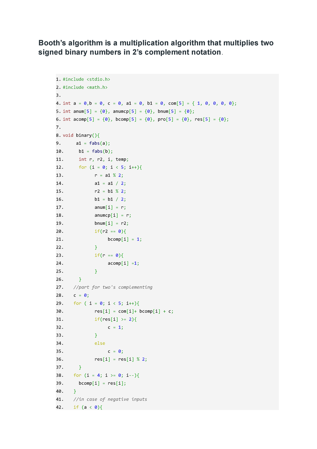 Booth's Algorithm - Programming - Booth’s Algorithm Is A Multiplication ...