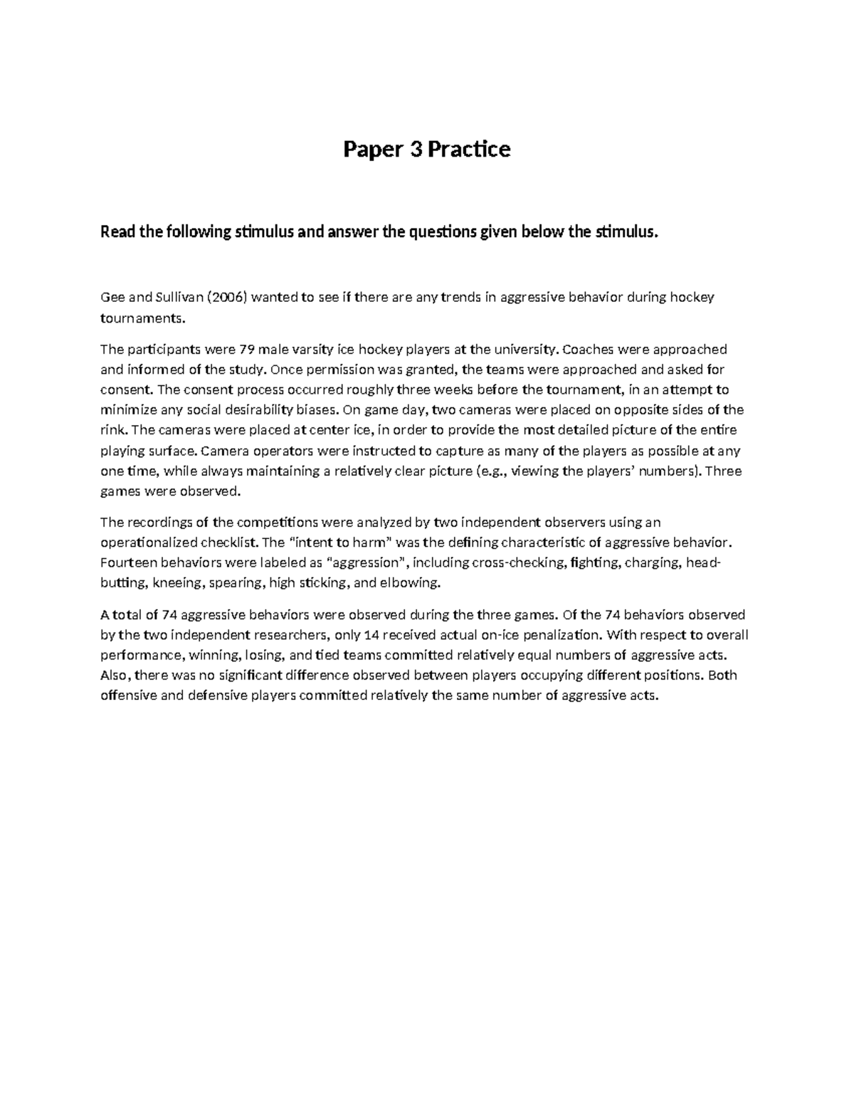 Paper 3 Practice- Grade 11 - Paper 3 Practice Read the following ...
