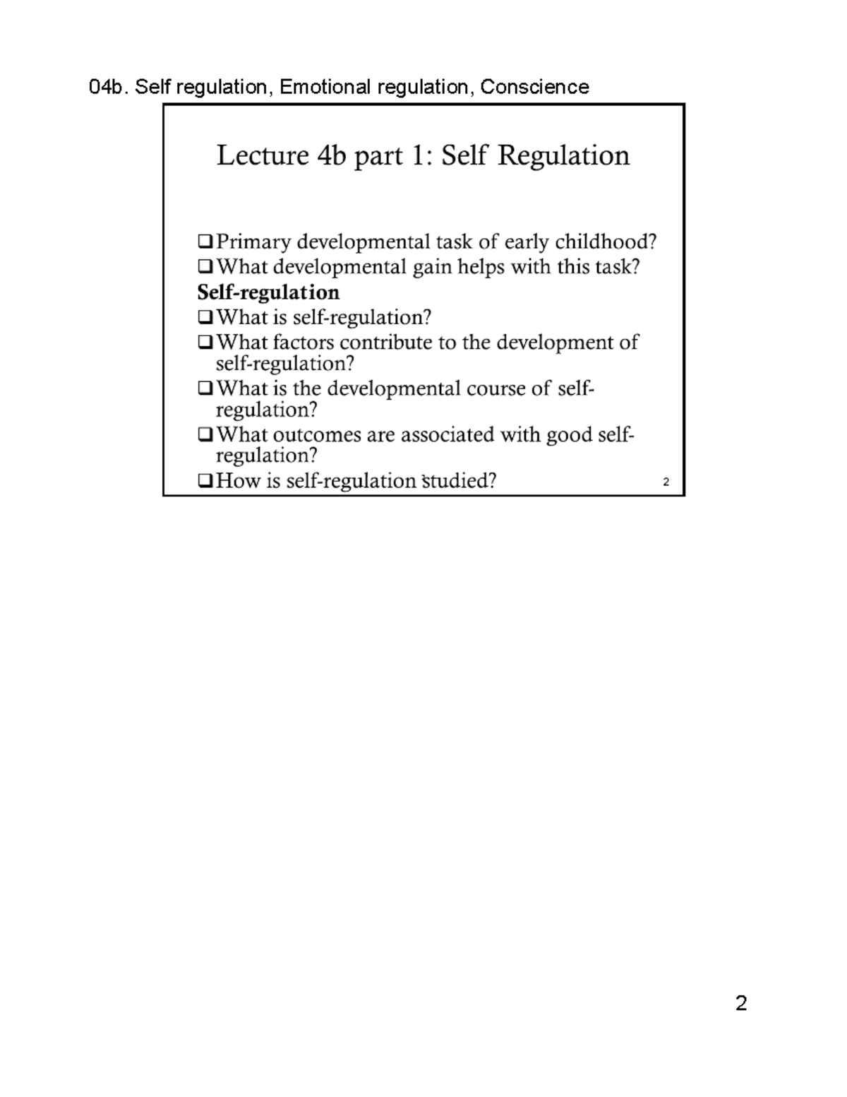 04b Lecture Notes - 04b. Self Regulation, Emotional Regulation ...