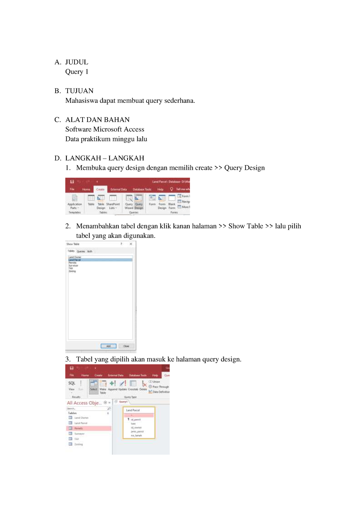 Membuat Query 1 - A. JUDUL Query 1 B. TUJUAN Mahasiswa Dapat Membuat ...