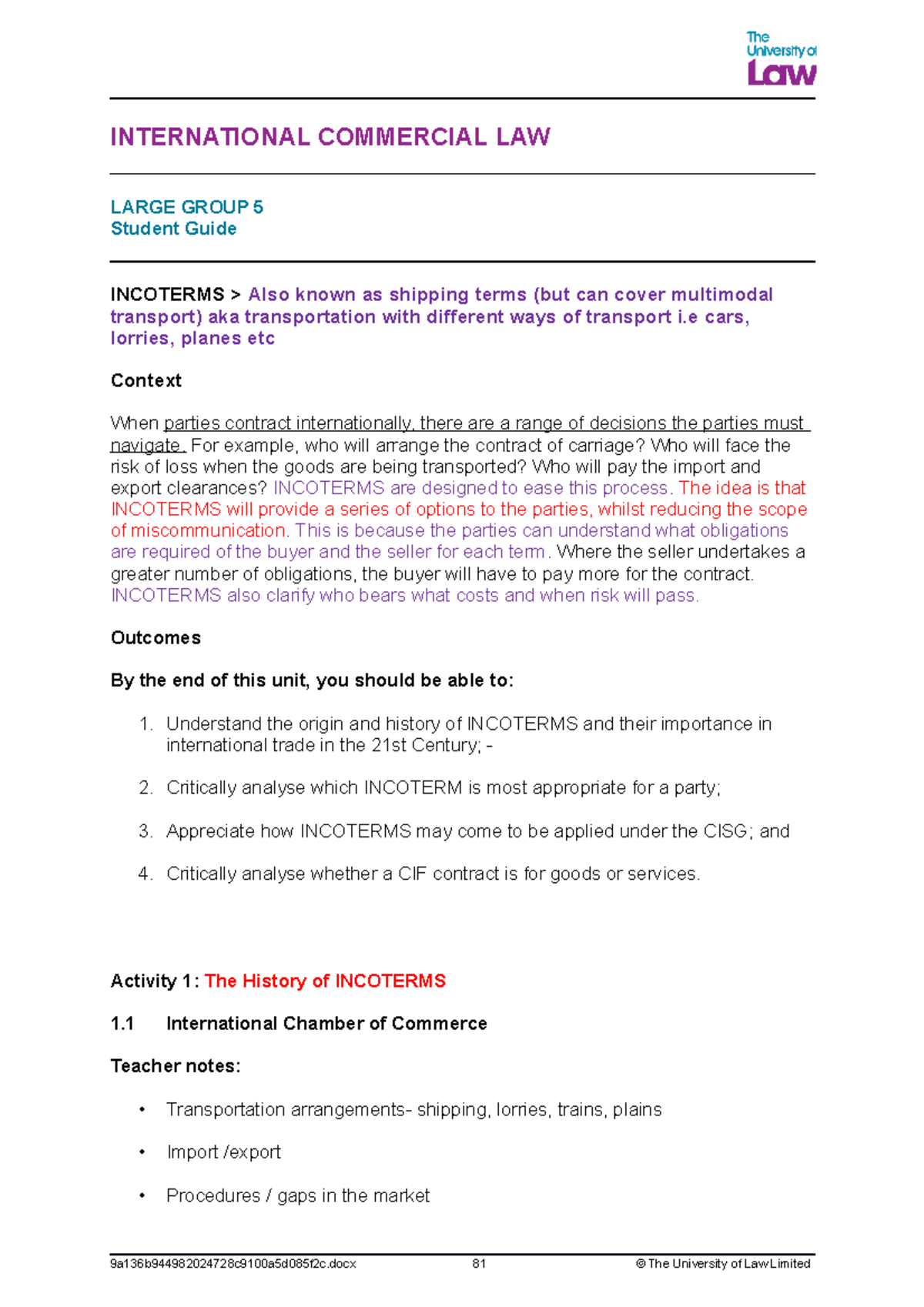 ICL LG5 (A) - Worship and lg notes - INTERNATIONAL COMMERCIAL LAW LARGE ...
