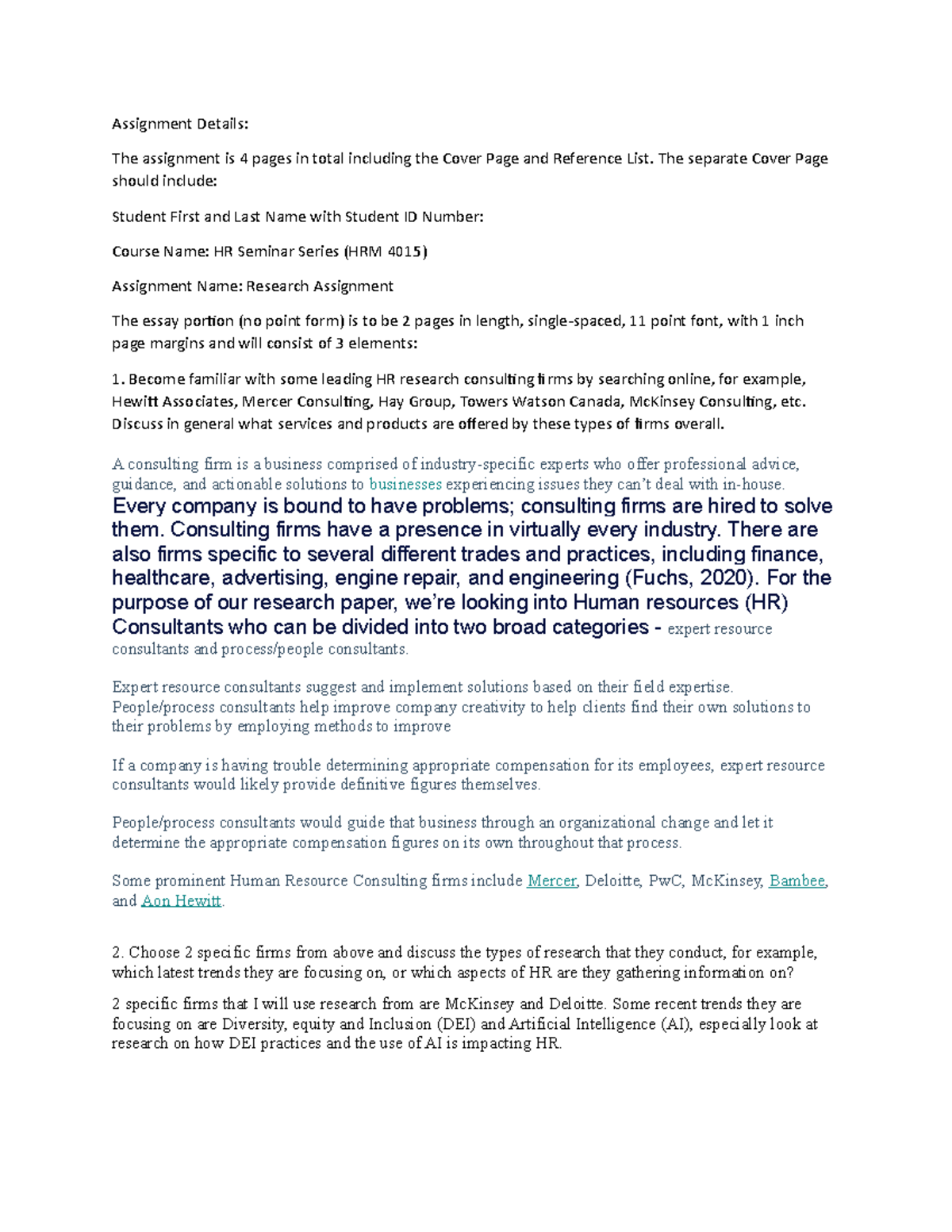 Ass^N 1 - research assignment - Assignment Details: The assignment is 4 ...