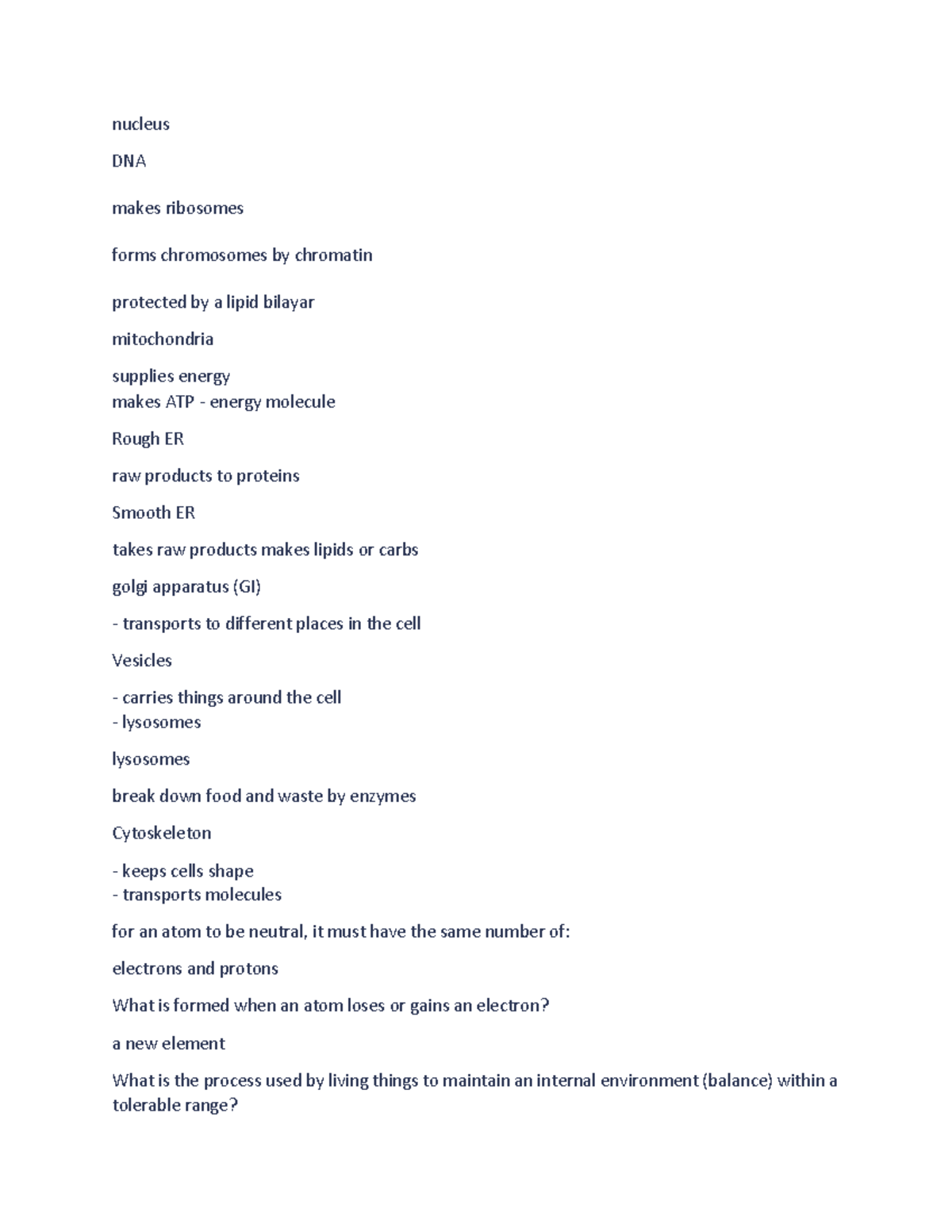 10101001 - basic terms - nucleus DNA makes ribosomes forms chromosomes ...