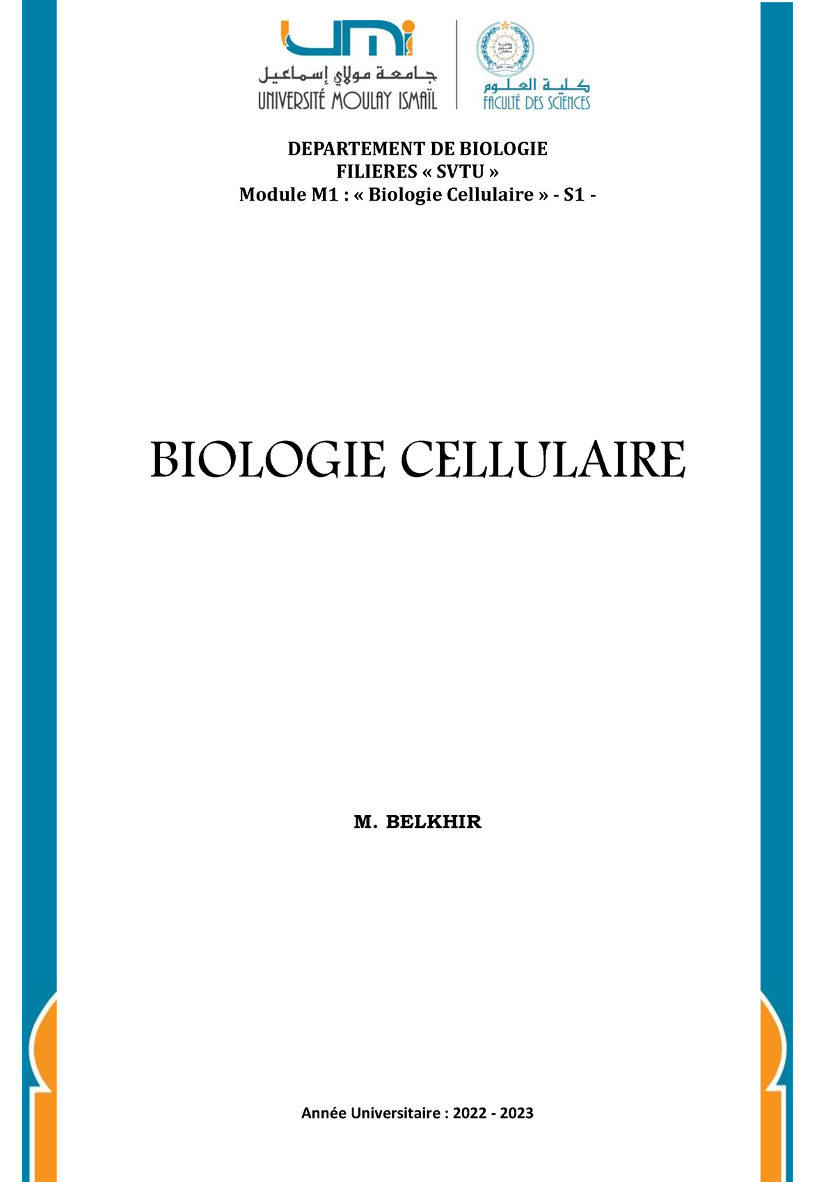 Biologie cellulaire: Cours Biologie cellulaire Partie I - DEPARTEMENT ...