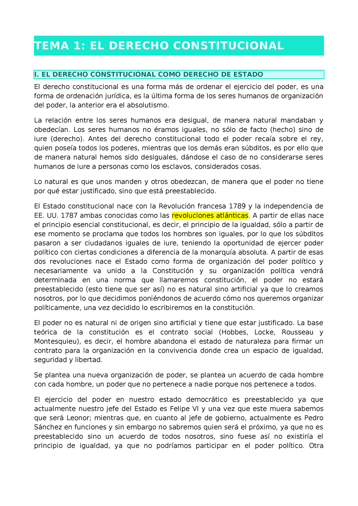 TEMA 1 - ... - TEMA 1: EL DERECHO CONSTITUCIONAL I. EL DERECHO ...