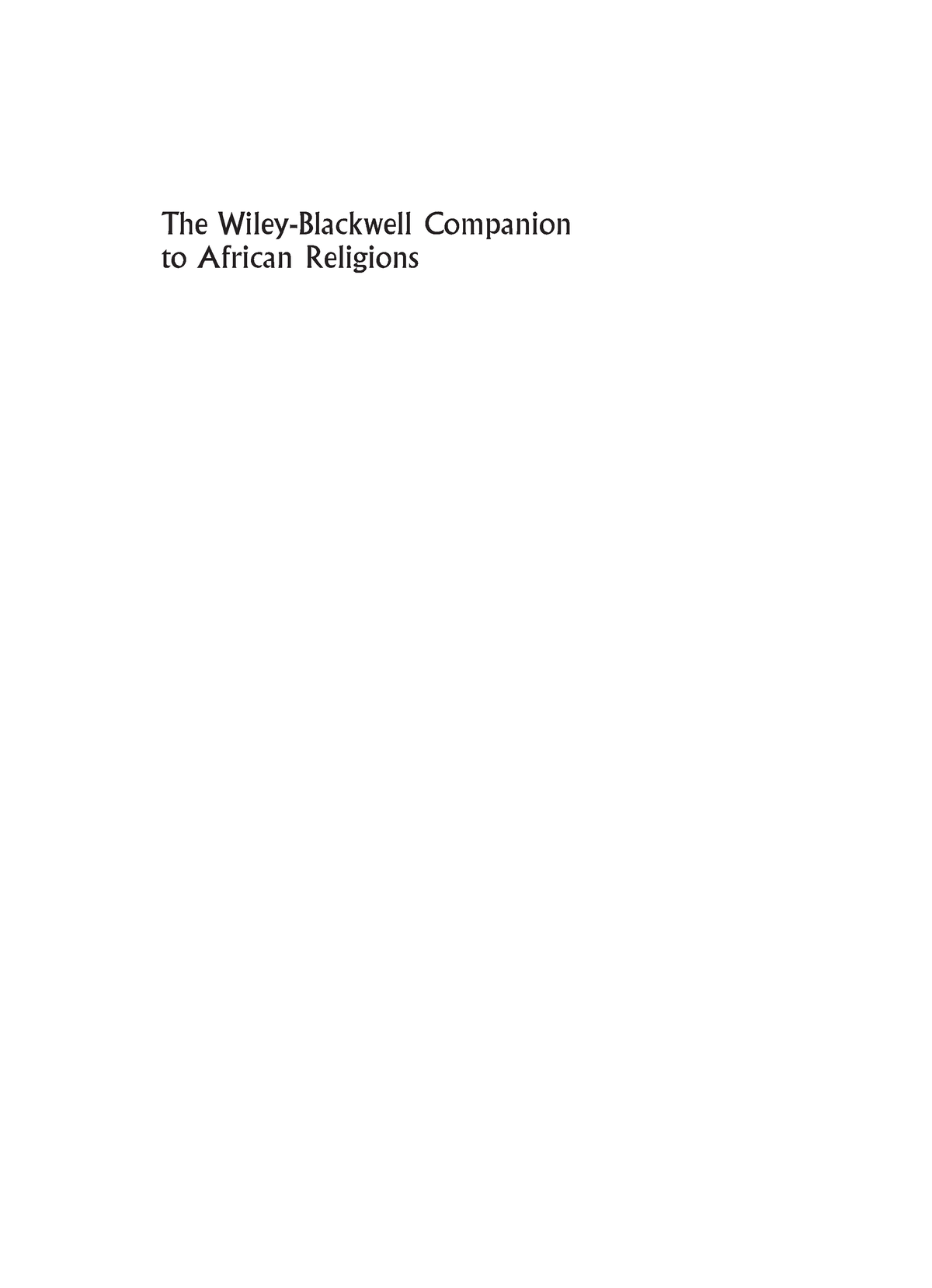 Bongmba The Wiley-Blackwell Companion To African Religions - The Wiley ...