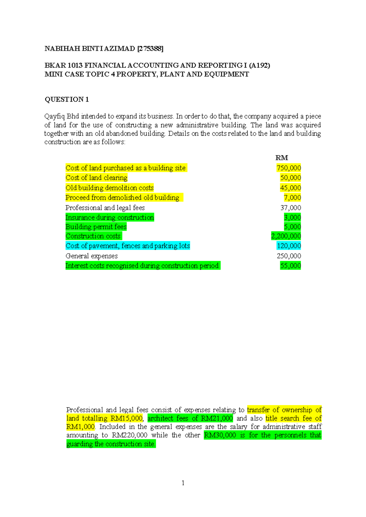 A192 Q Mc 3 Ppe Question And Solution Nabihah Binti Azimad Bkar 1013 Financial Accounting And Studocu