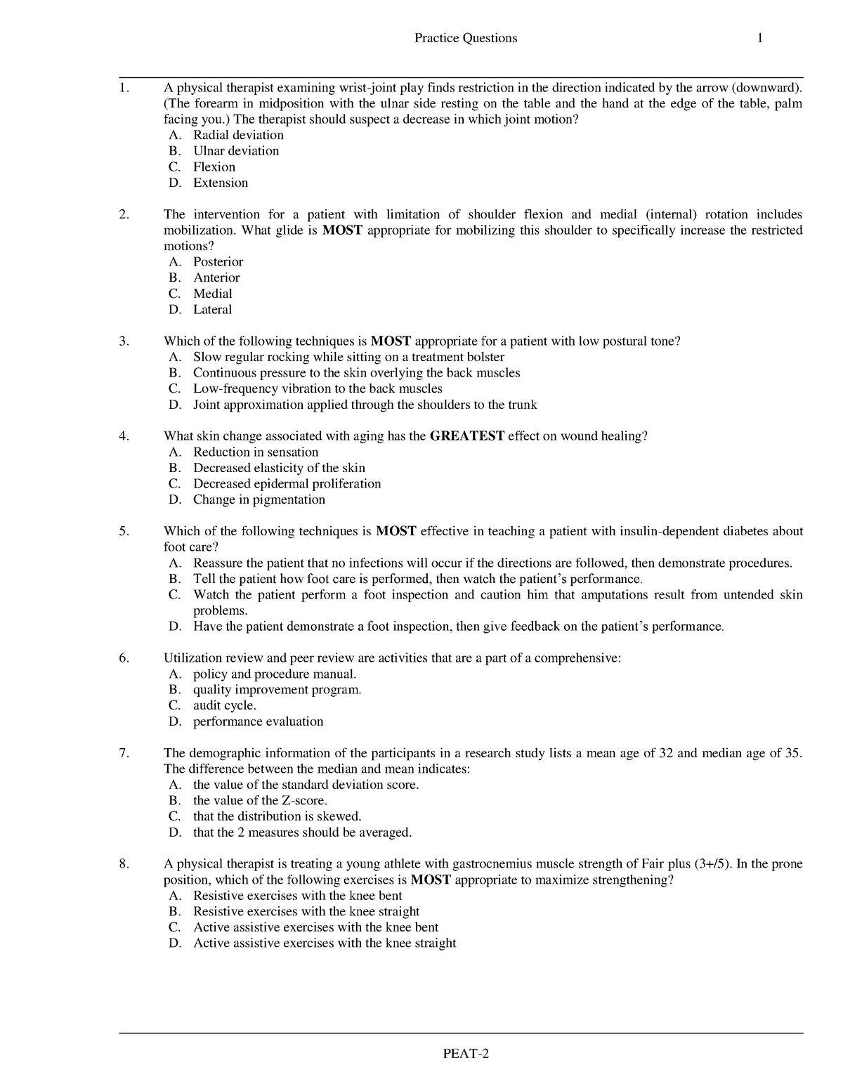 PEAT-2 - notes - A physical therapist examining wrist-joint play finds ...