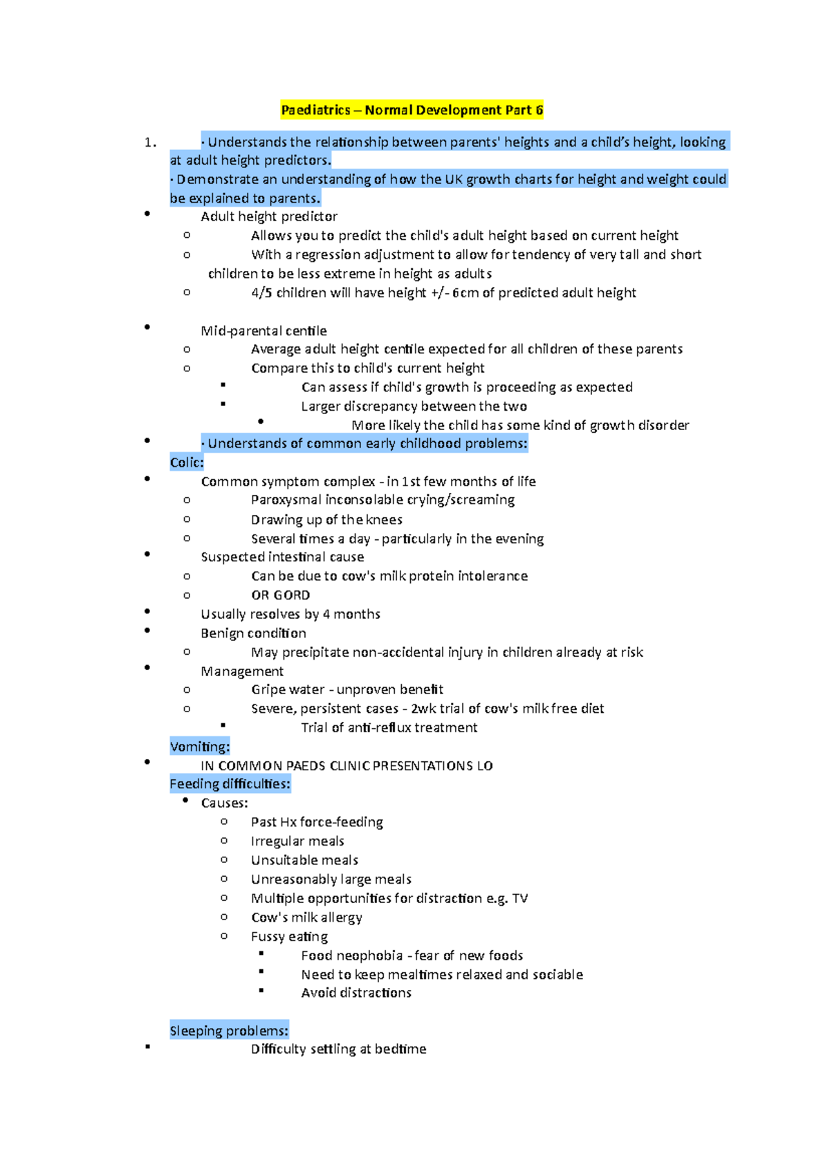 Paediatrics Normal Development Part 6 · Demonstrate an understanding of how the UK growth