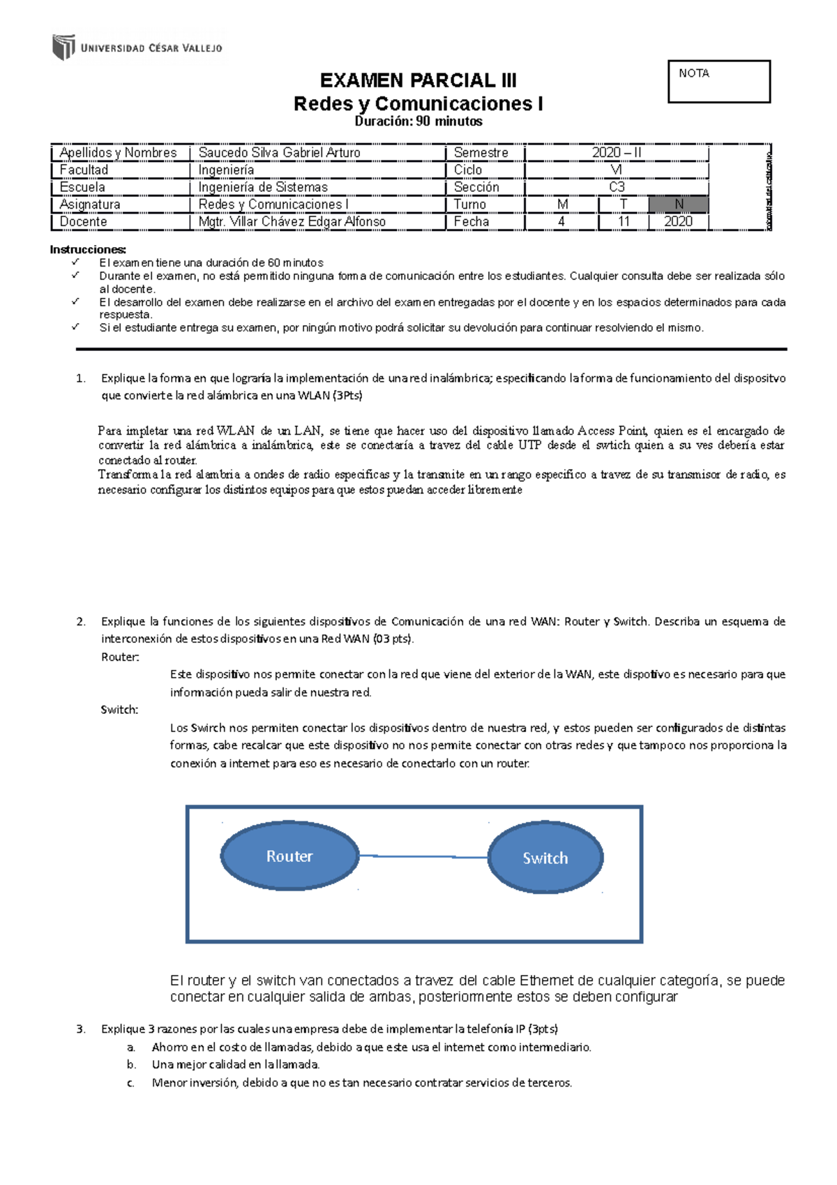 Examen Parcial L Ii Redes I Examen Parcial Iii Redes Y Examen Parcial L Ii Redes I Examen Parcial Iii Redes Y
