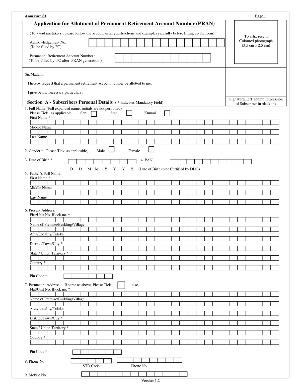 S1 Subscriber Registration form - Full Name (Full expanded name ...