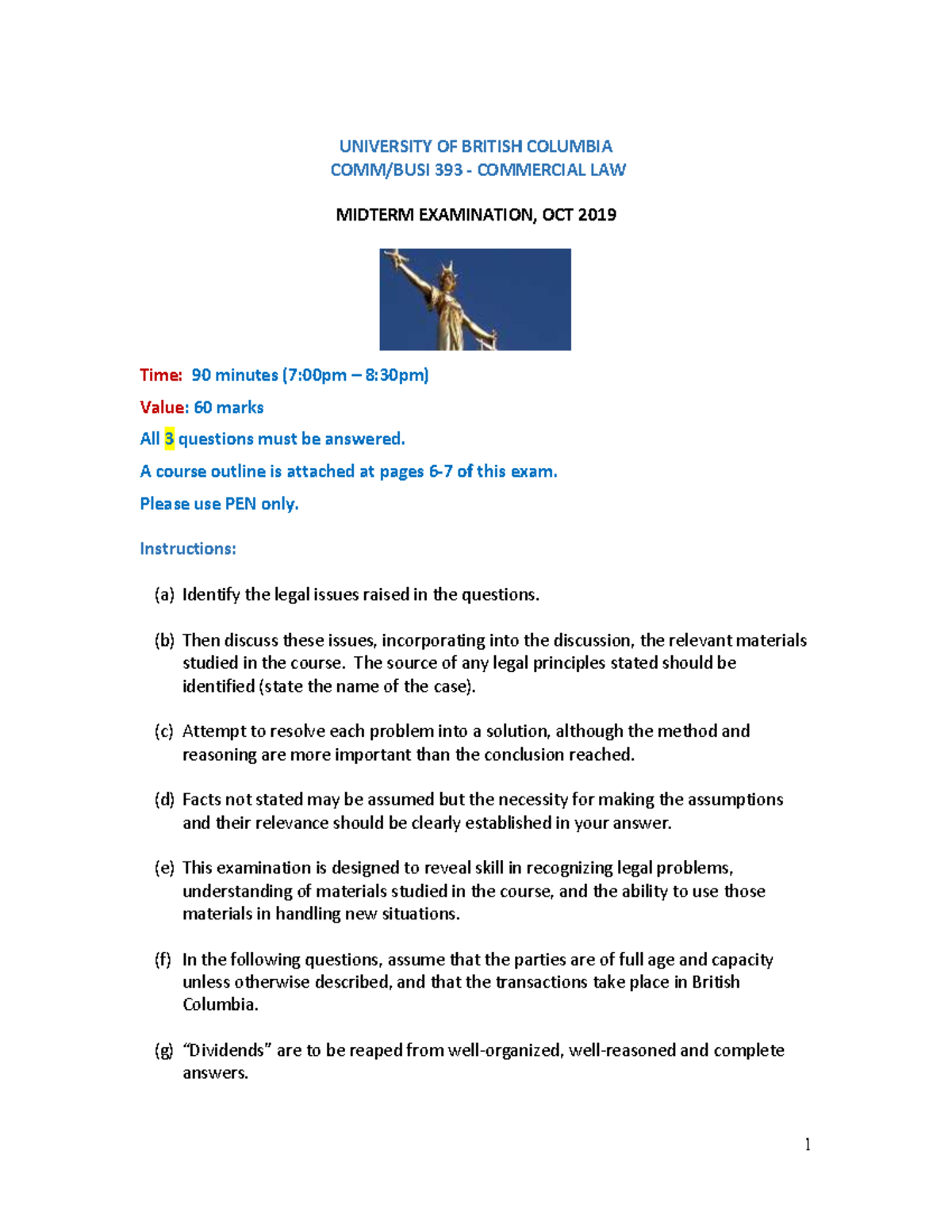 MIDTERM EXAM 10 October 2019, questions - Warning: TT: undefined ...