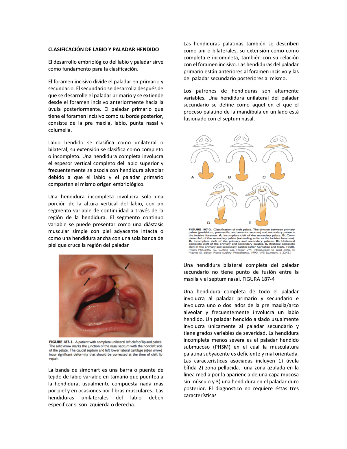 Labio Paladar Hendido ClasificaciÓn De Labio Y Paladar Hendido El Desarrollo Embriológico Del 1884