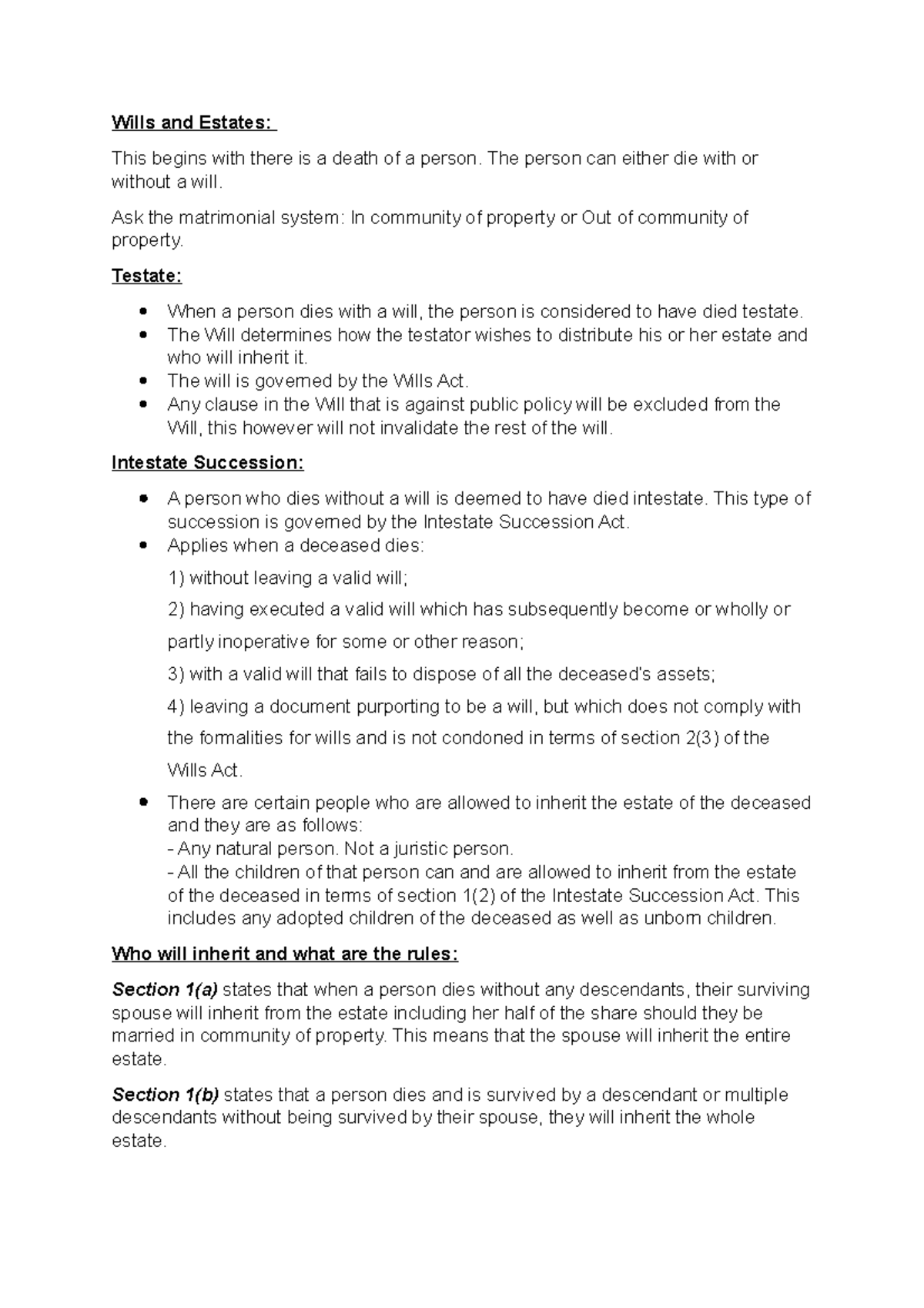 Wills and Estates Wills and Estates This begins with there is a