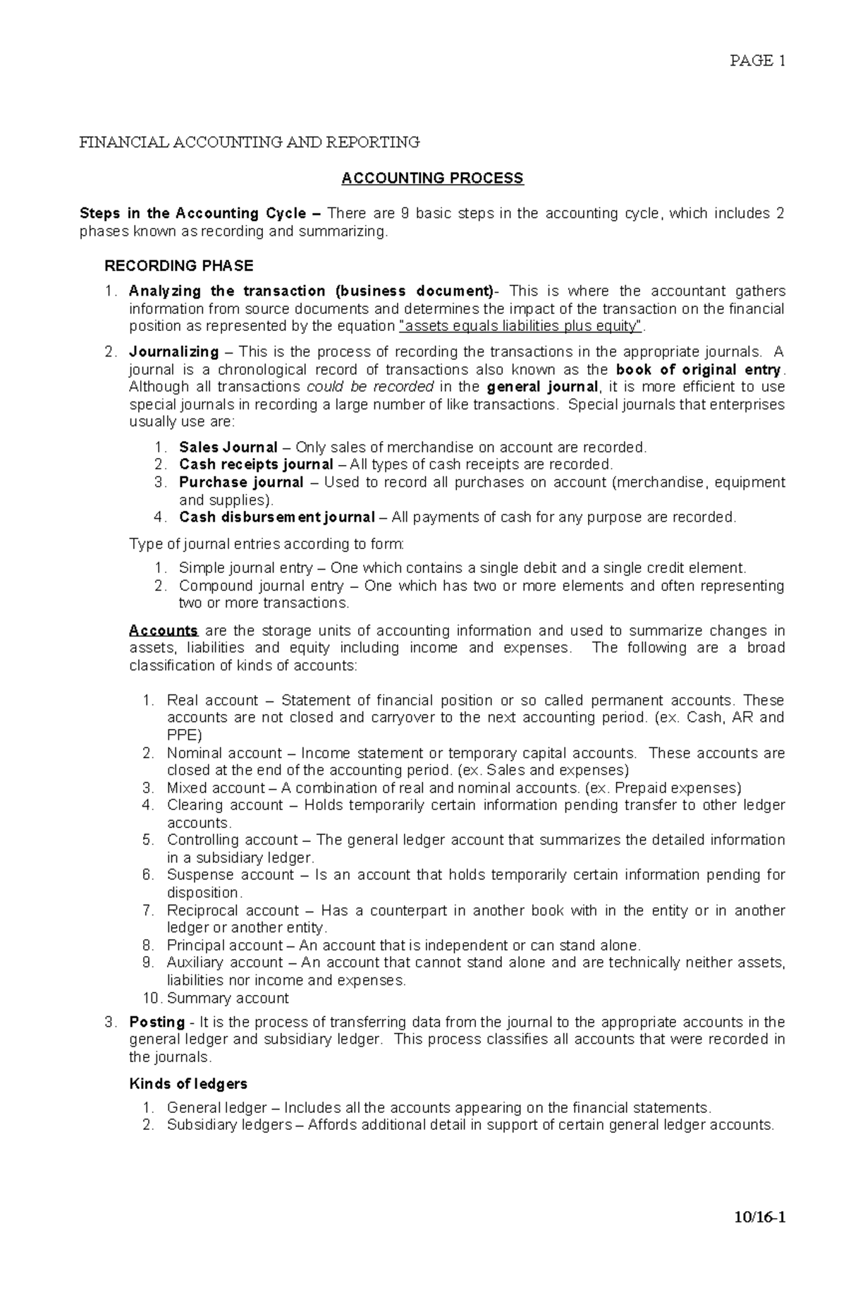 #01 Accounting Process - PAGE 1 FINANCIAL ACCOUNTING AND REPORTING ...