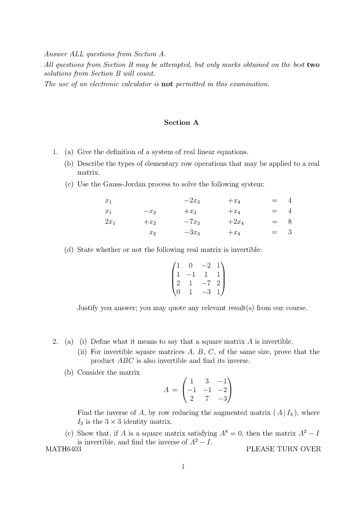 Exam 2017 - Answer ALL Questions From Section A. All Questions From ...