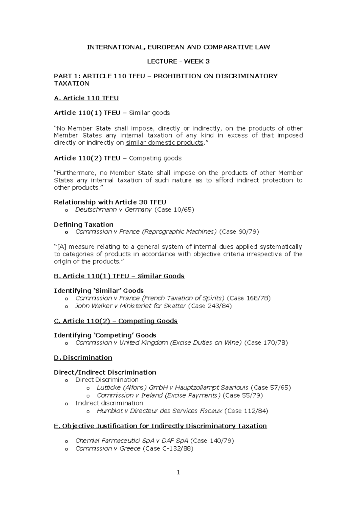 Iec Law Lecture Handout Week 3 2324 Article 110 Tfeu And Article 34