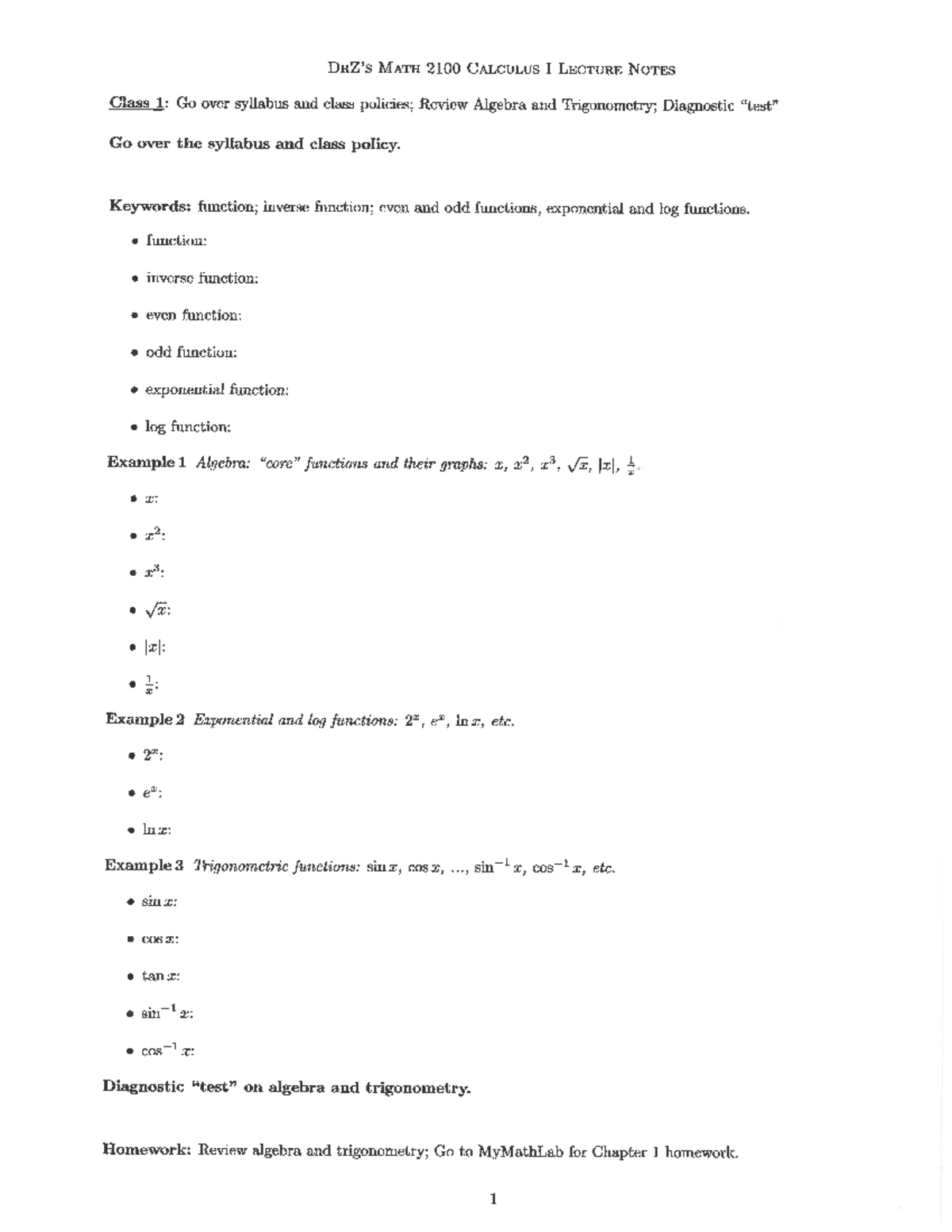 Calculus 1- Lecture Notes - MATH 2100 - Studocu