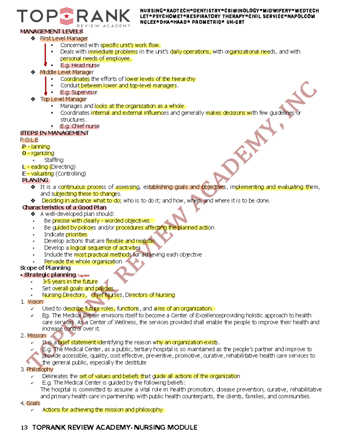 PROFESSIONAL ADJUSTMENT, LEADERSHIP AND MANAGEMENT 5 13 TOPRANK