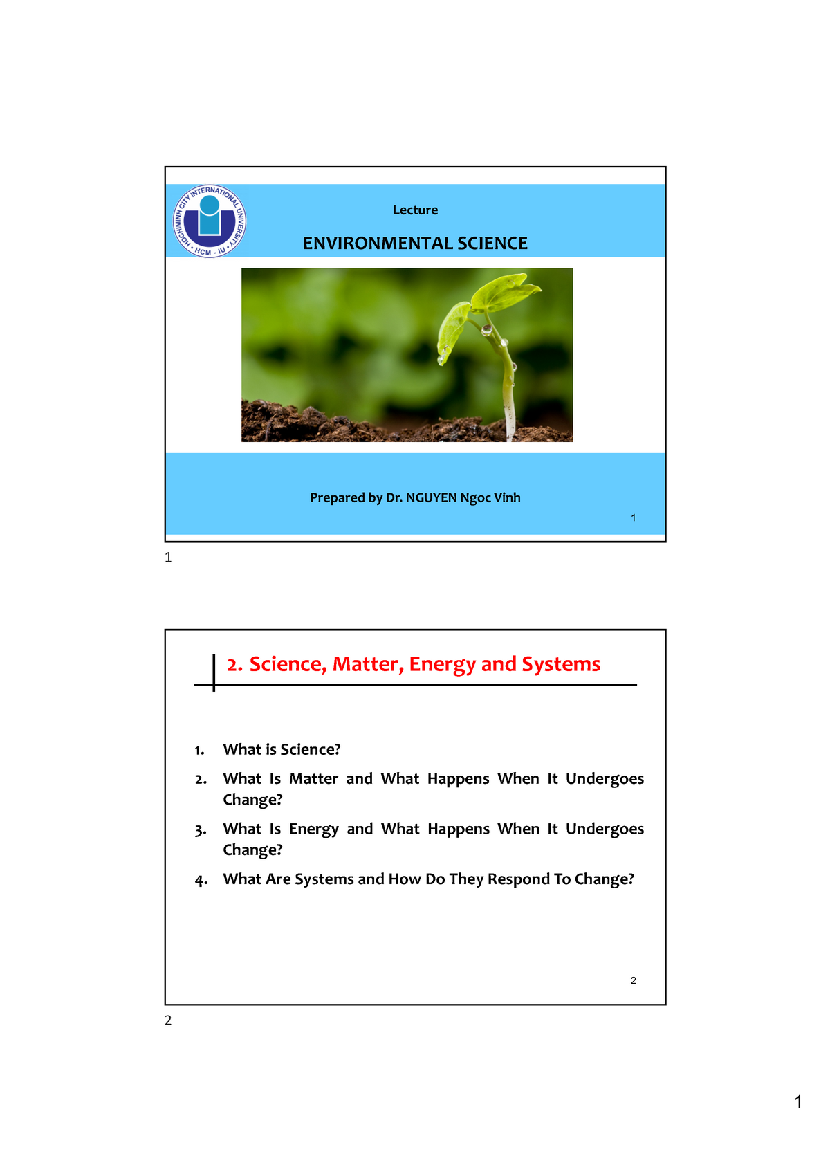 Envi Scie Lecture 2: Science, Matter, Energy And Systems ...