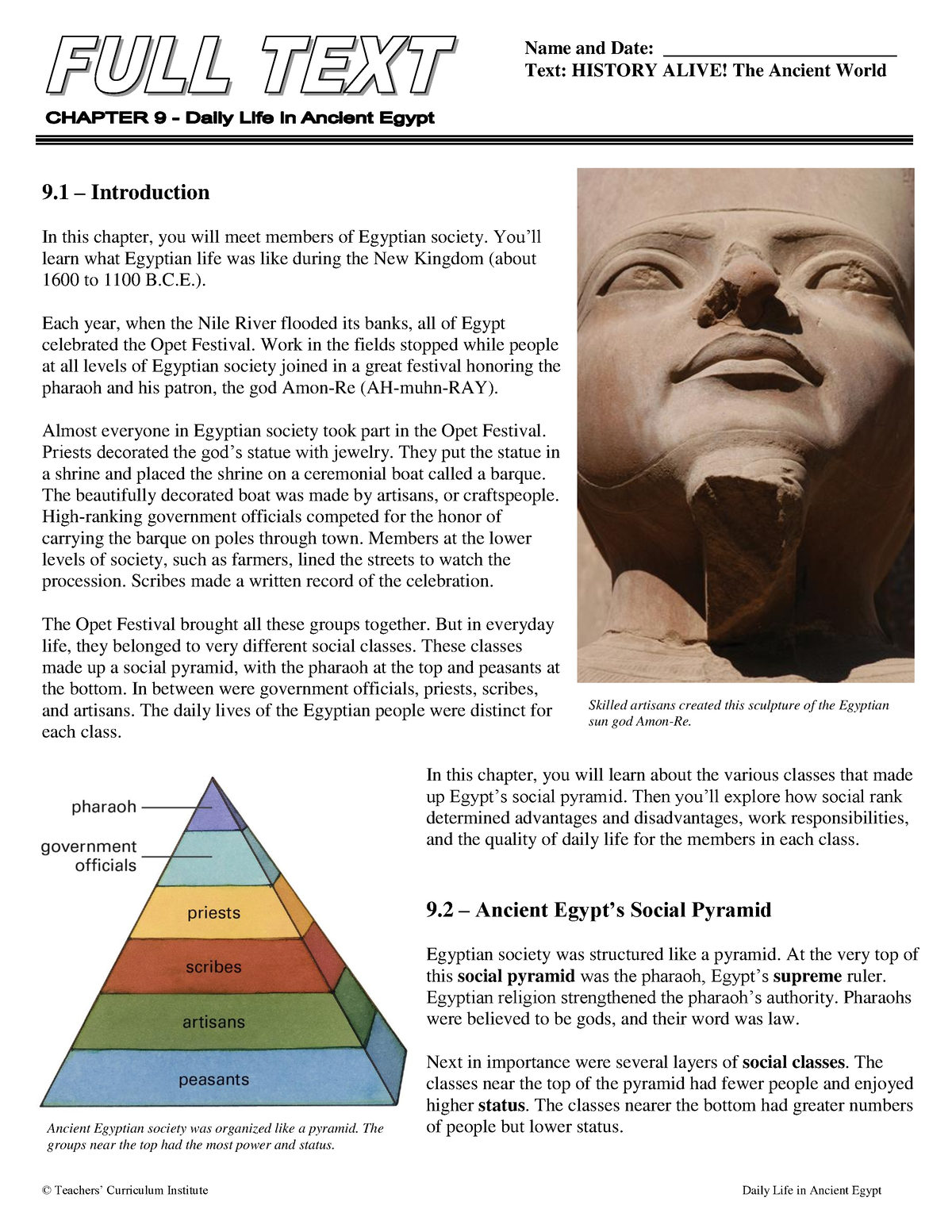 Chapter 9 - Daily Life In Ancient Egypt FULL TEXT With Pictures - Text ...