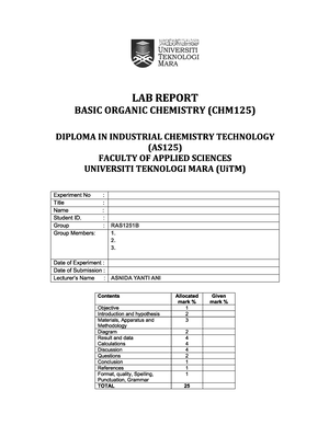 LAB Report CHM125 Experiment 6 - FACULTY OF APPLIED SCIENCES UiTM ...