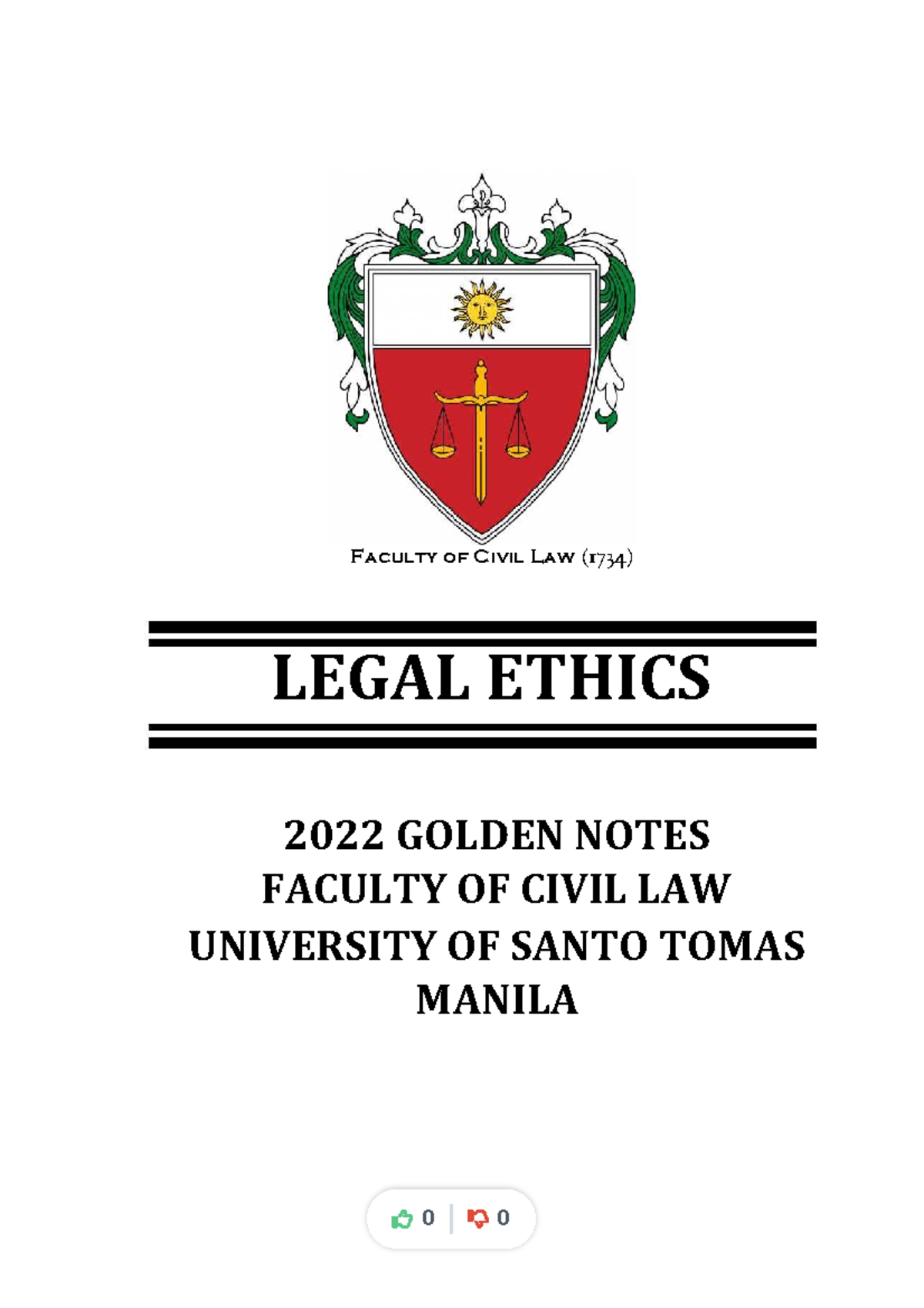 [2022 UST Golden Notes] Legal Ethics FACULTY OF CIVIL LAW (1734)(1734