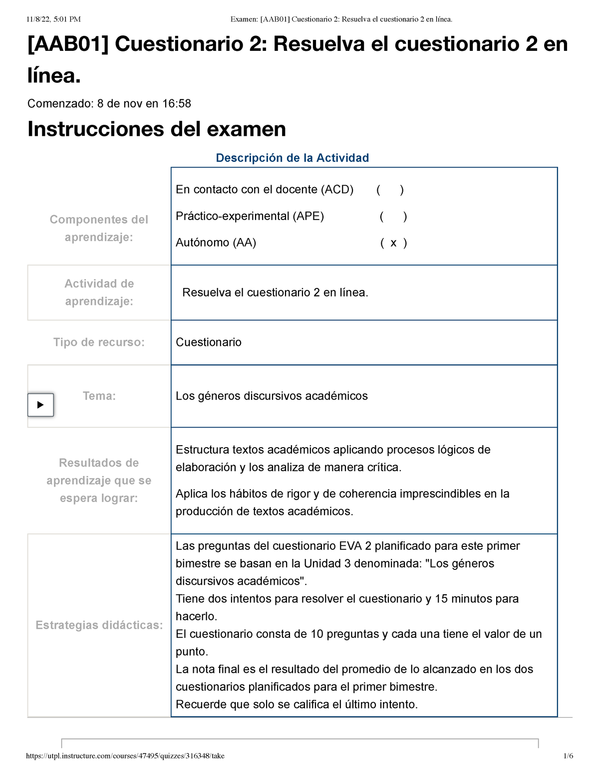 Examen [AAB01] Cuestionario 2 Resuelva El Cuestionario 2 En Línea ...