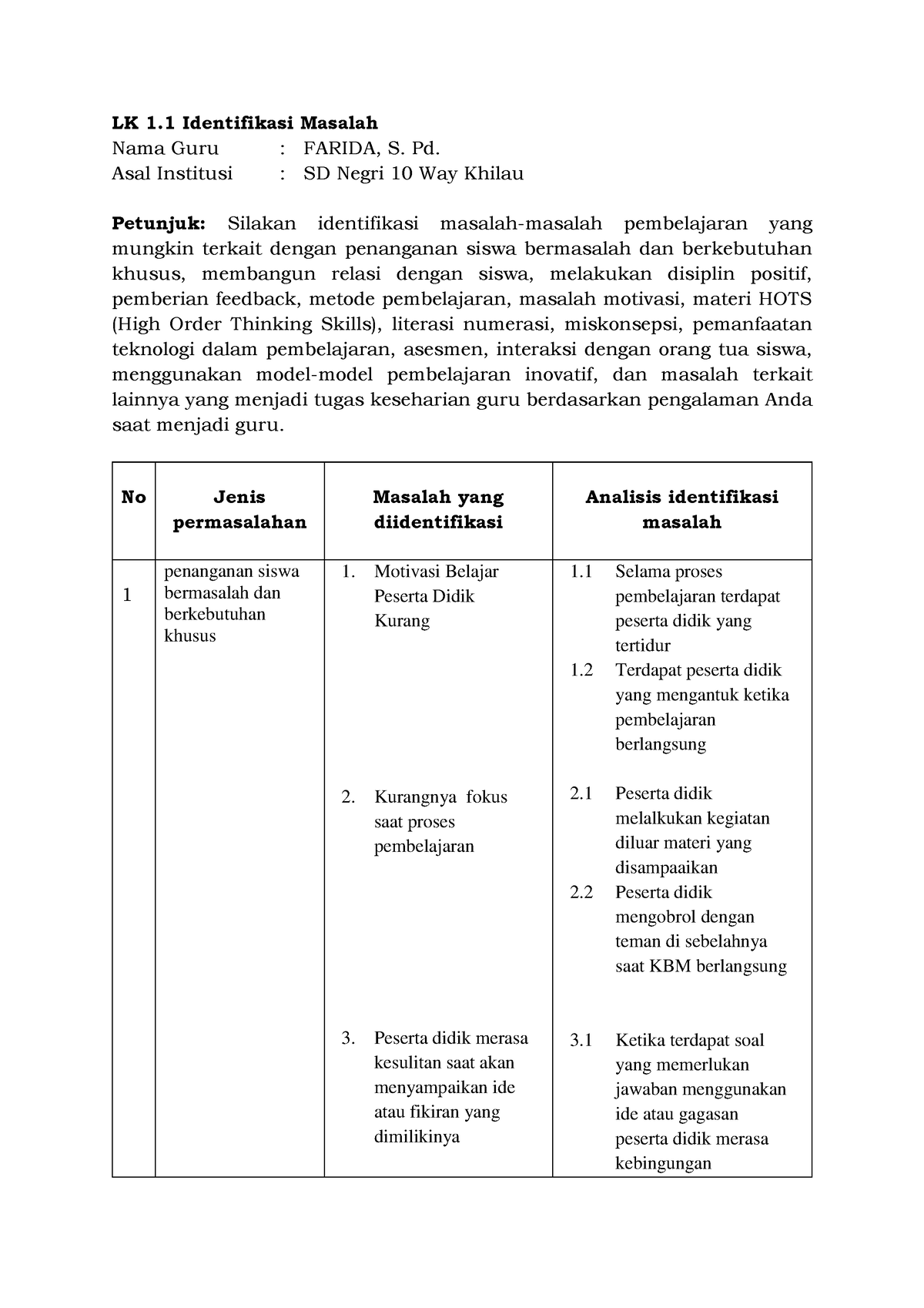 LK 1.1 Identifikasi Masalah - Umum - LK 1 Identifikasi Masalah Nama ...