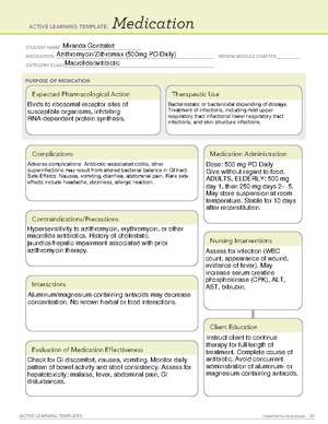 Omeprazole (Prilosec) Drug Card - ACTIVE LEARNING TEMPLATE: Medication ...