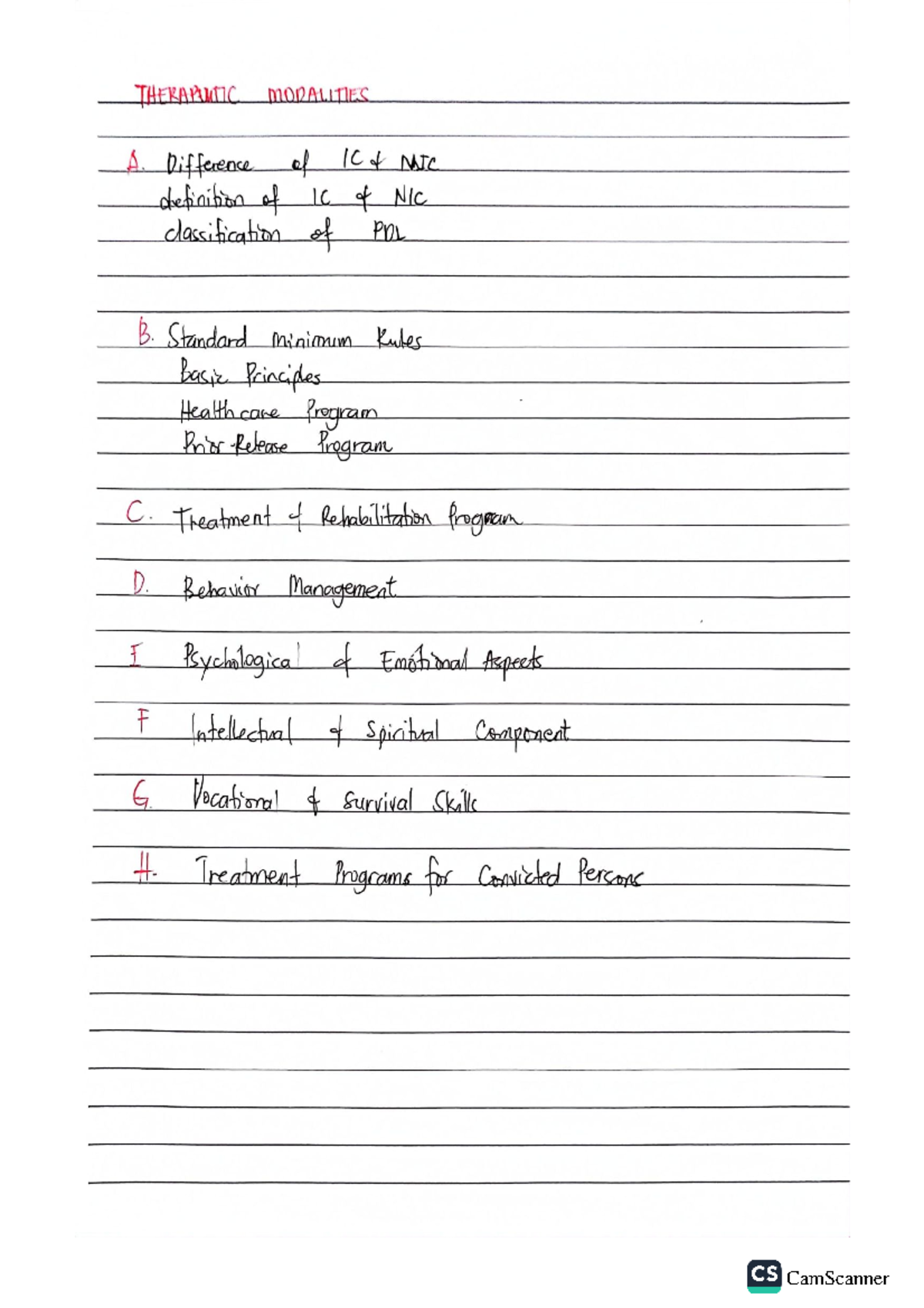 CA- Notes - Correctional Administration - THERAPUNTIC MODALITIES A ...