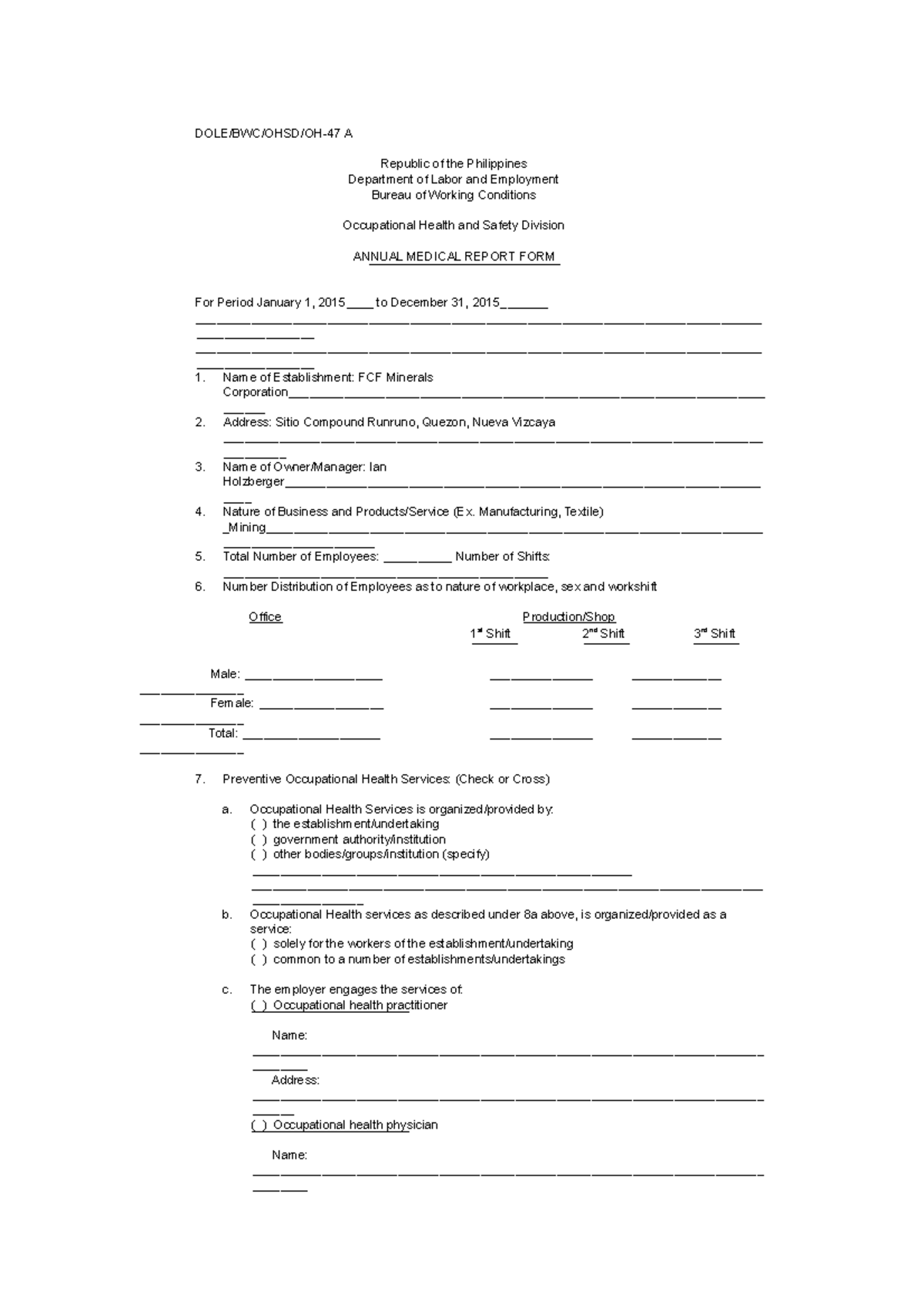 Form for Labor Related concerns. You need to fill up this one. - juris ...