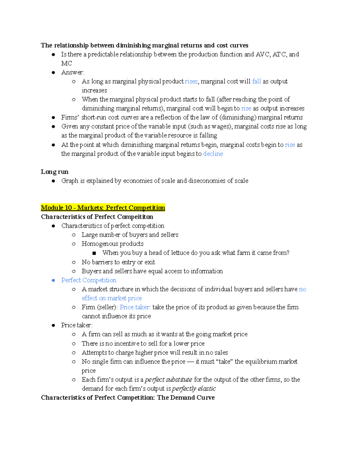 Econ B251: Perfect Competition - The Relationship Between Diminishing ...