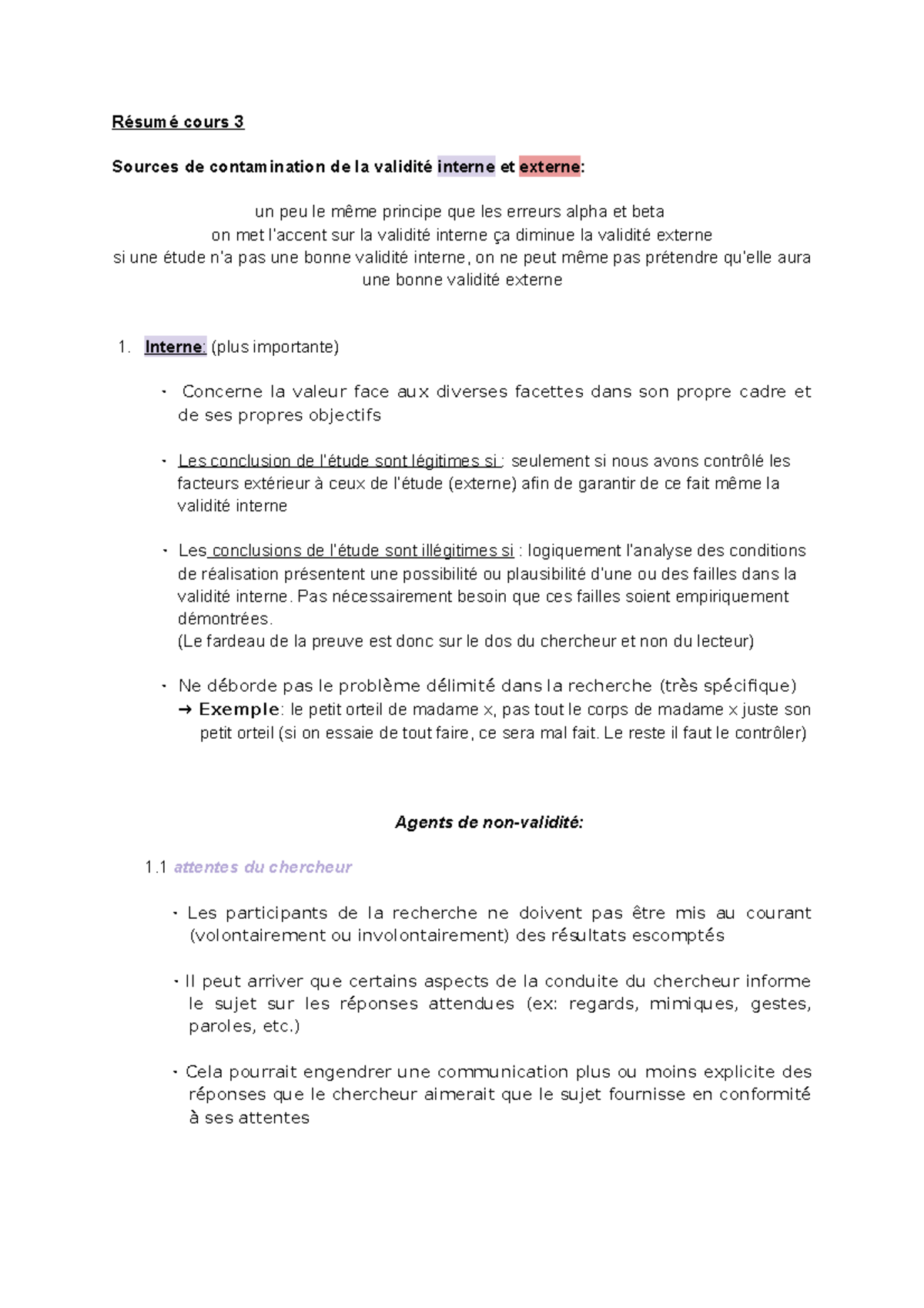 Résumé cours 3 Résumé cours 3