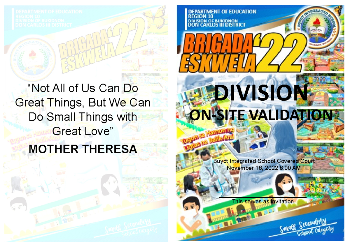 Brigada Eskwela 2022 Program - Buyot Integrated School Covered Court ...