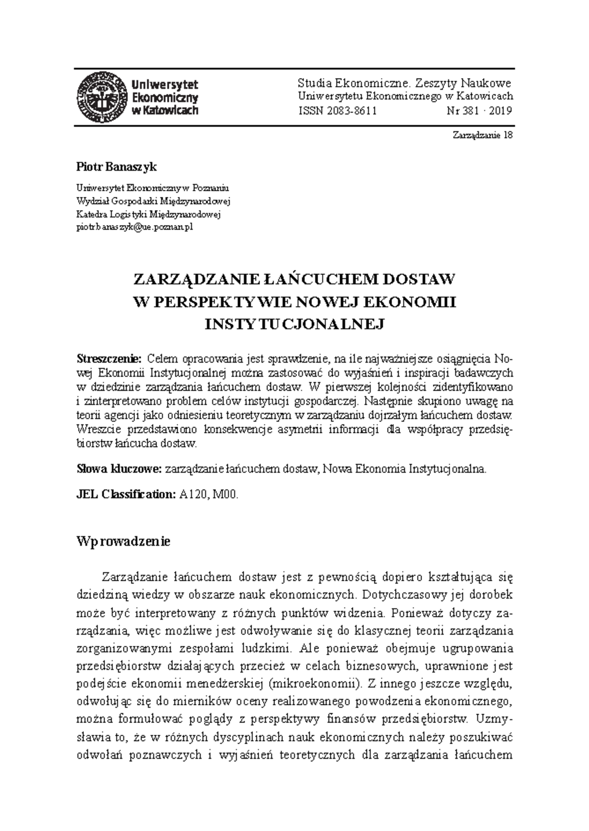 01 - Opis - Studia Ekonomiczne. Zeszyty Naukowe Uniwersytetu ...