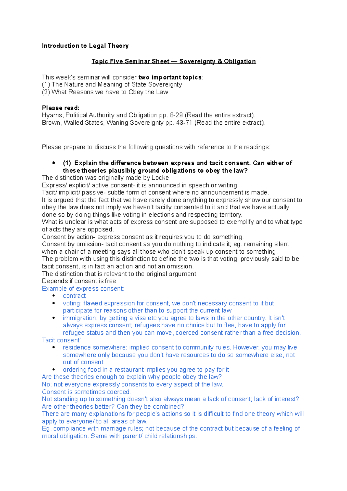 Legal Theory Seminar 5 - Introduction to Legal Theory Topic Five ...