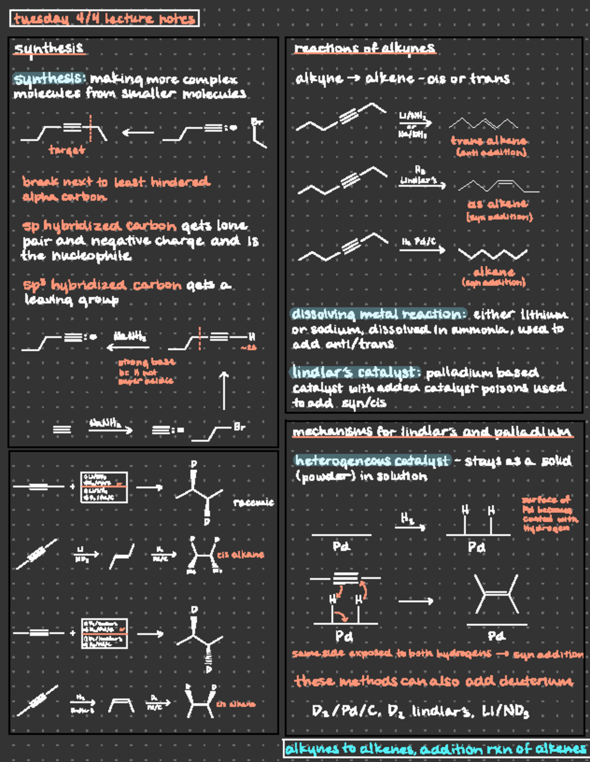 Alkynes to Alkenes, Addition Reaction of Alkenes - tuesday 4/4 lecture ...