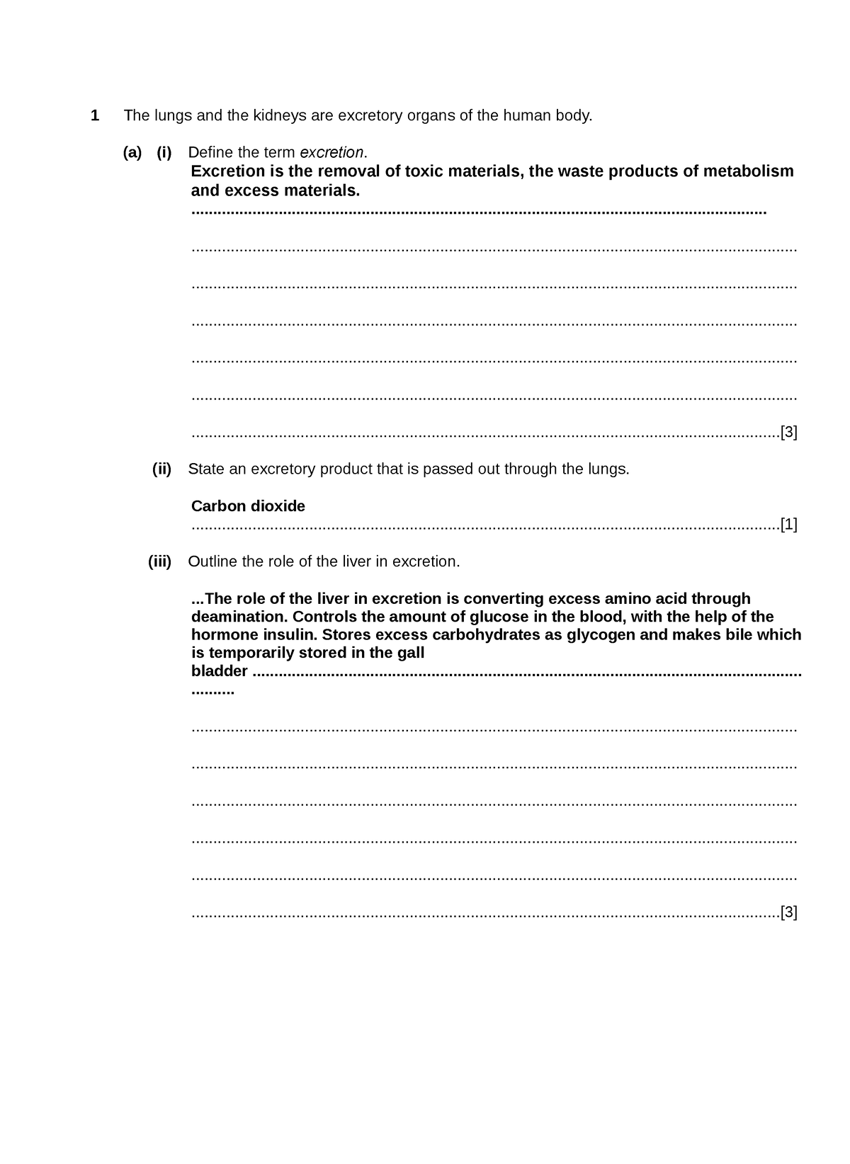 Excretion in Humans Worksheet - 1 The lungs and the kidneys are ...