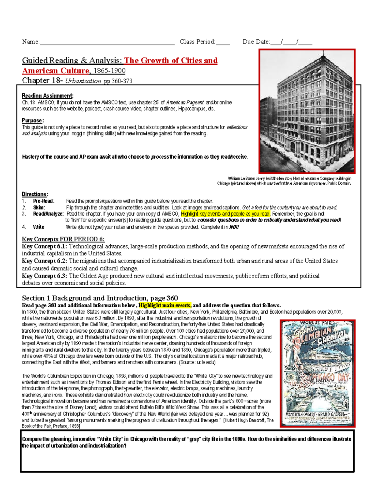 Chapter 18 - Name:_______________________________________ Class Period ...