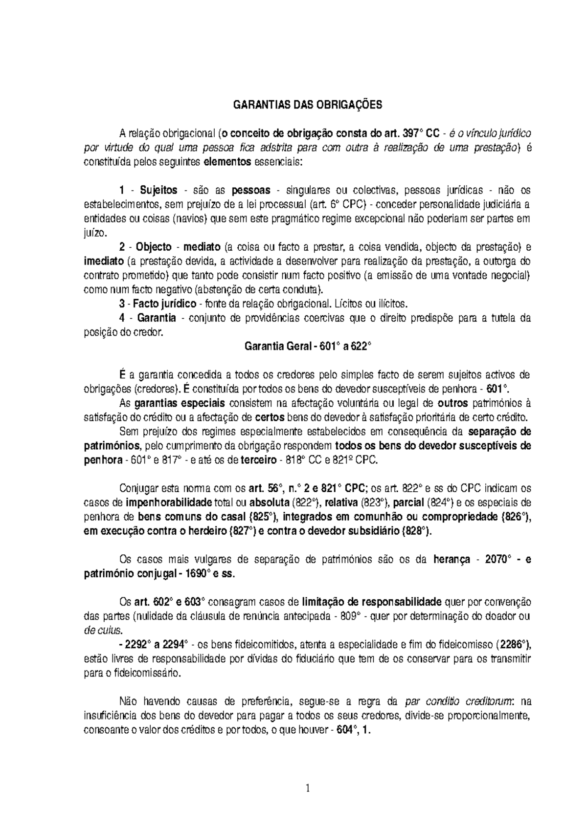 Dto Das Obrigacoes Garantias Das Obrigacoes Studocu