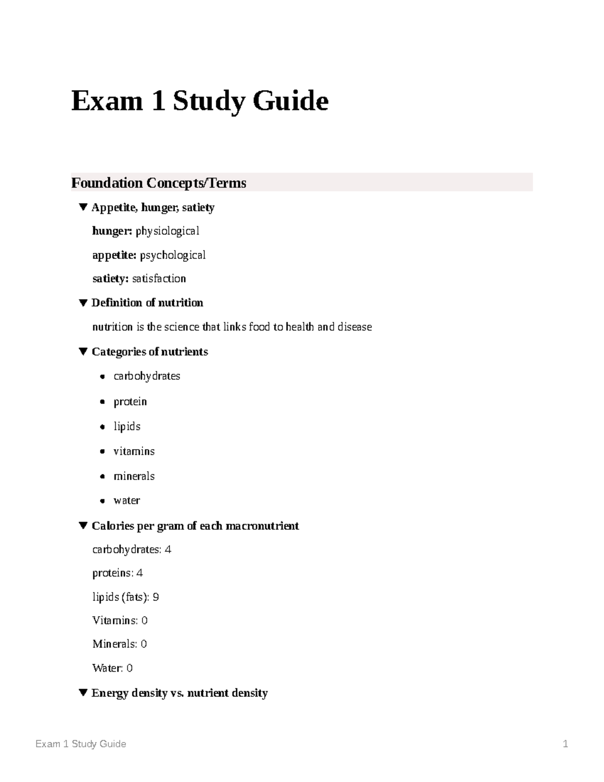 Exam 1 Study Guide - Exam 1 Study Guide Foundation Concepts/Terms ...