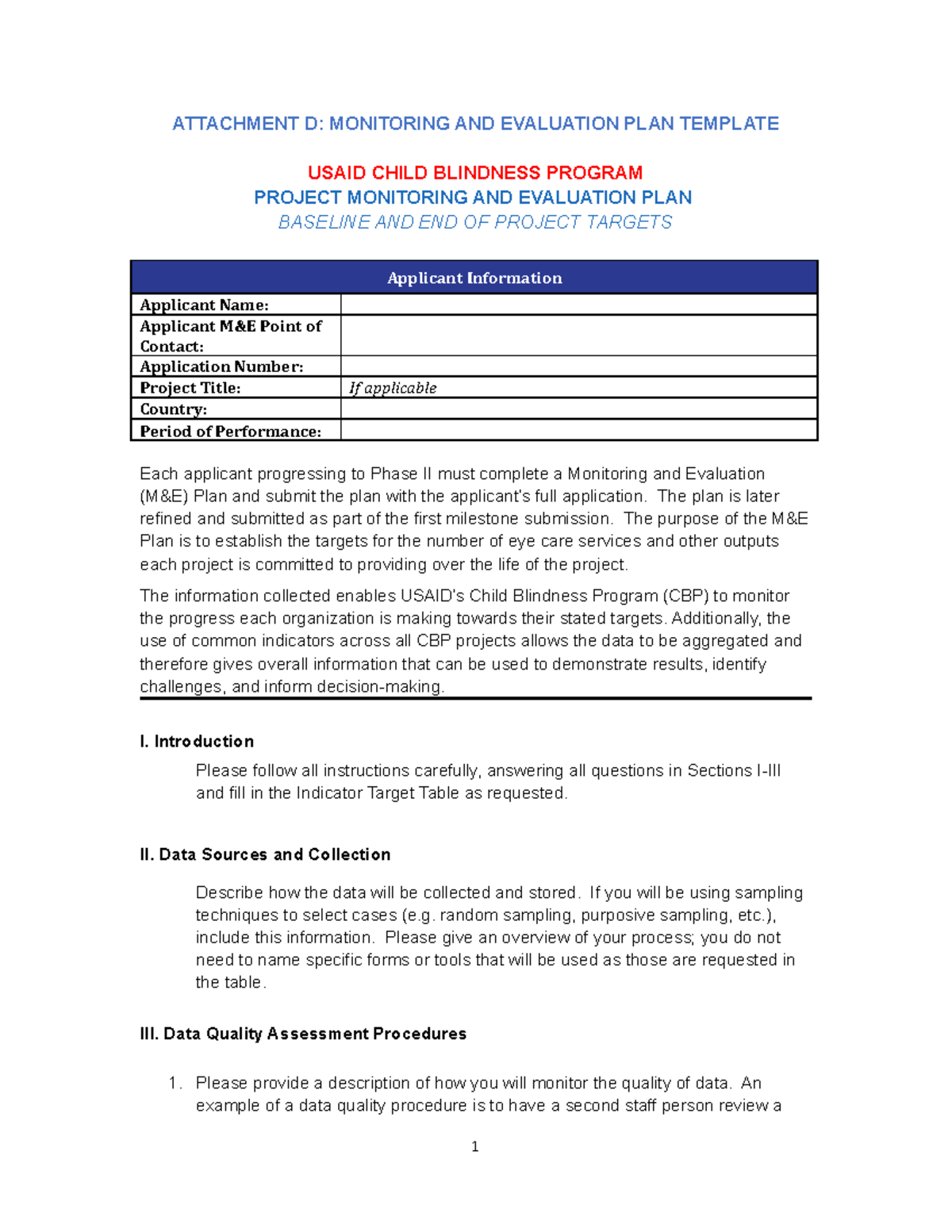 Sample M&E plan - monitoring plan - ATTACHMENT D: MONITORING AND