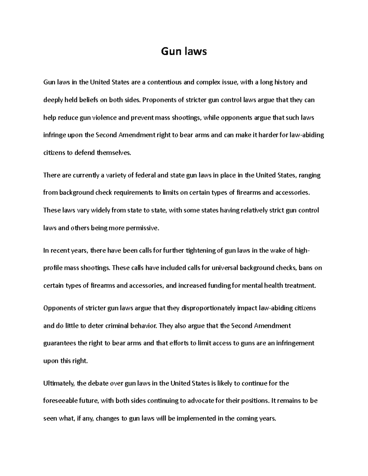 essay on gun laws