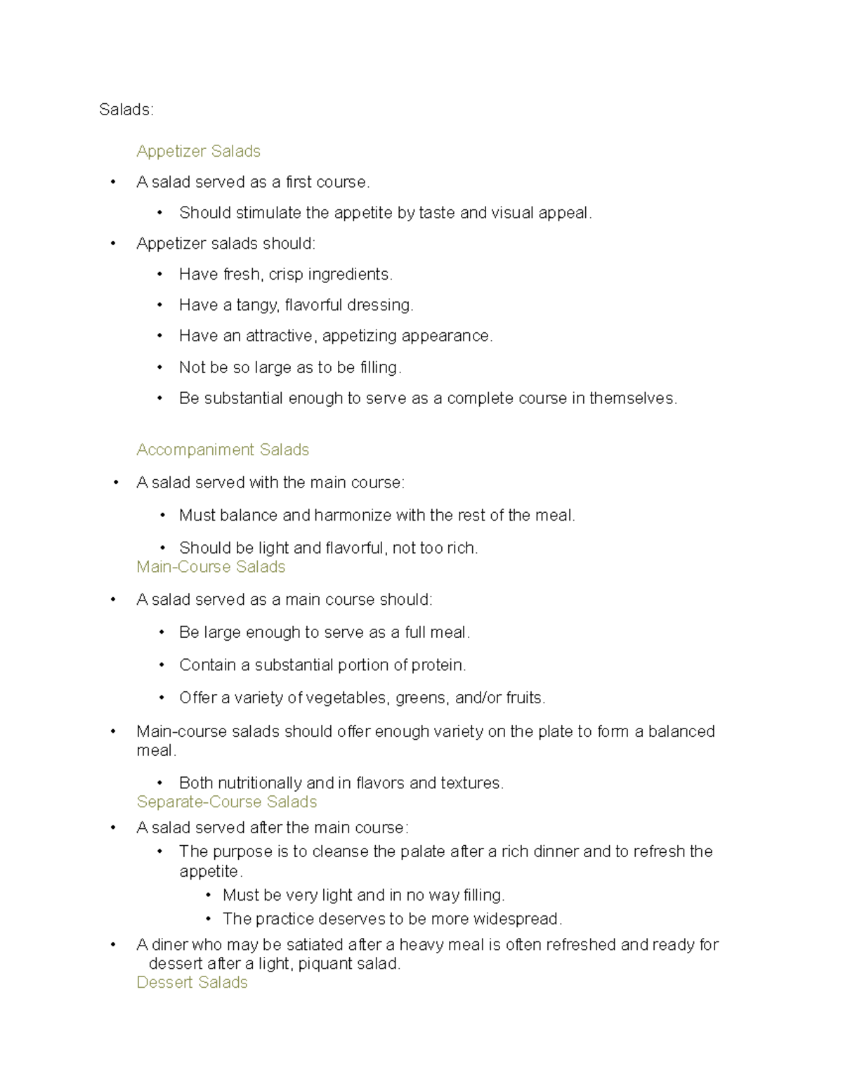 Garde manger salads Salads Appetizer Salads A salad served as a