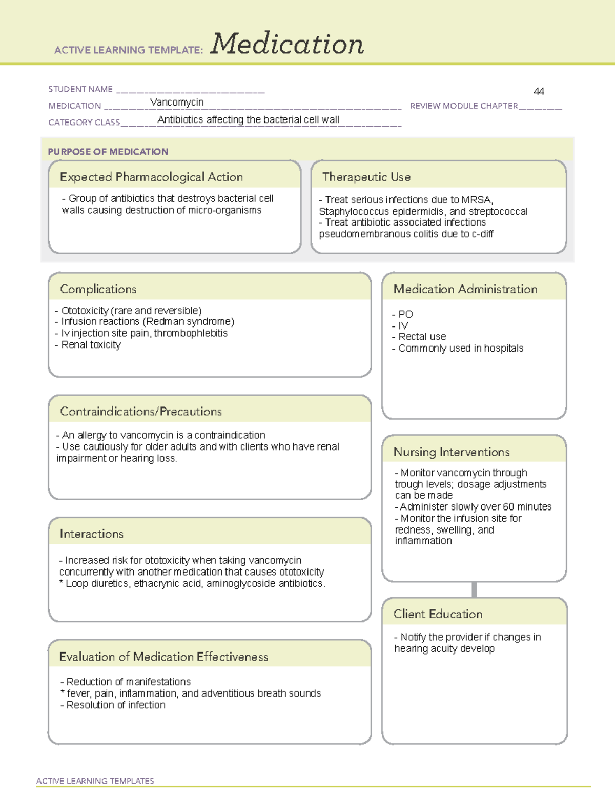 Drug Study Week 6 PEDS - Med template - ACTIVE LEARNING TEMPLATES ...