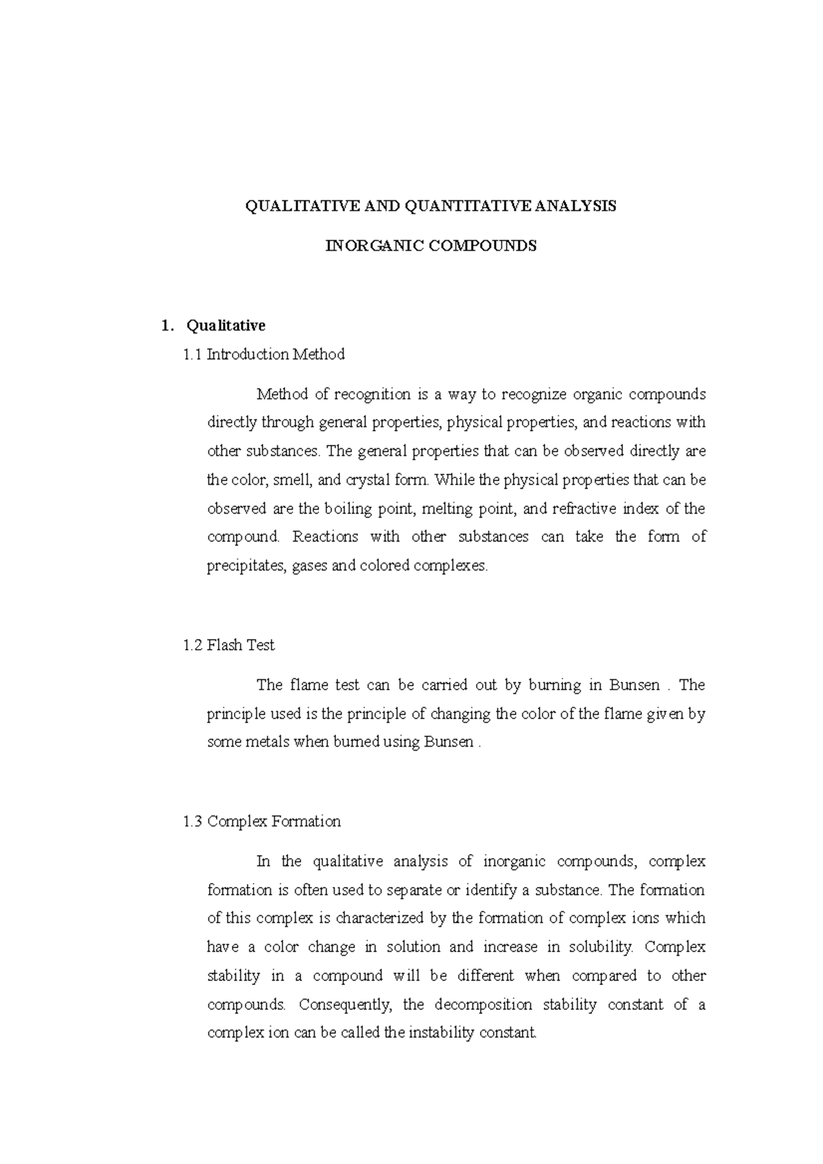Complexing Titration QUALITATIVE AND QUANTITATIVE ANALYSIS