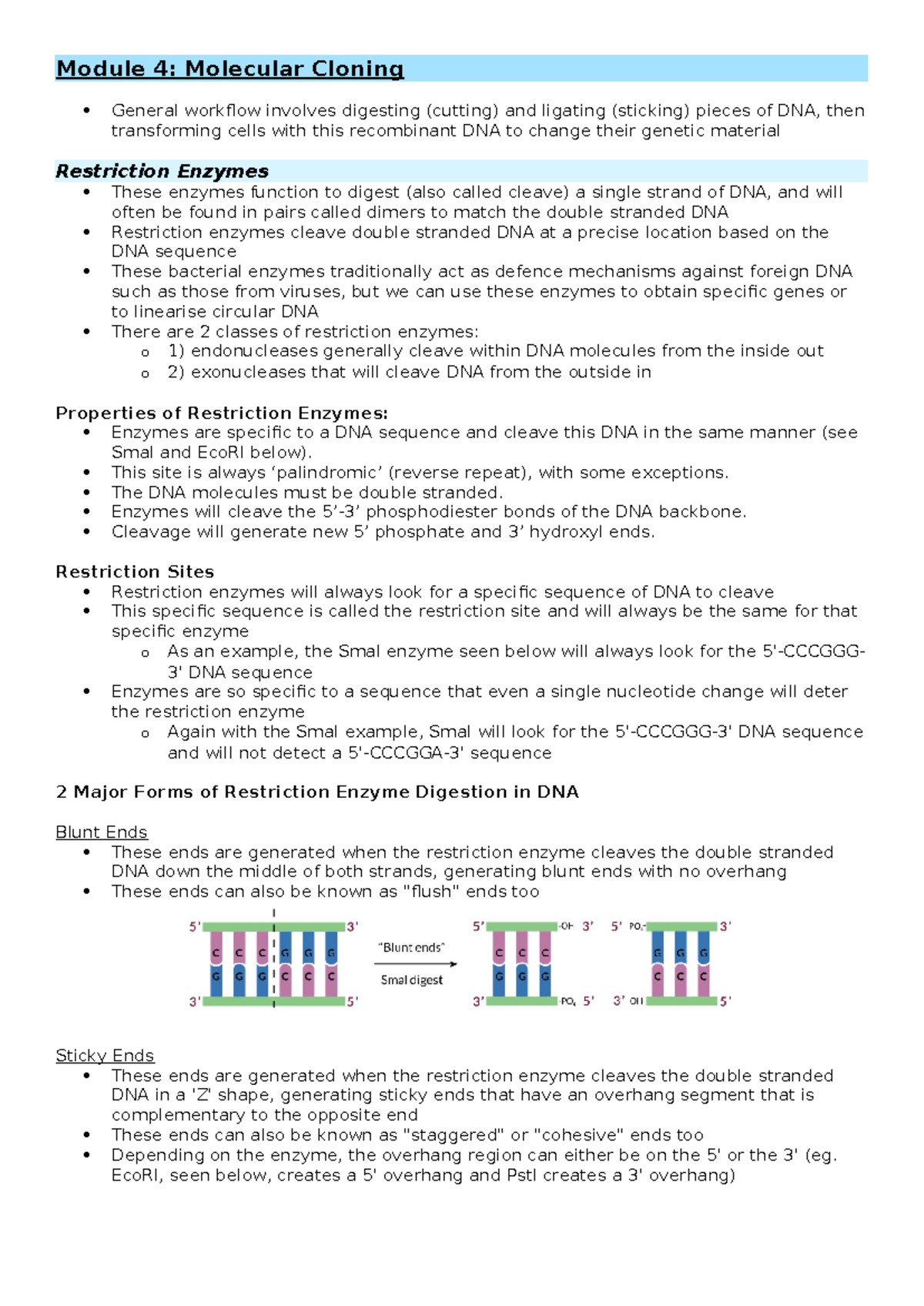 MB Mod 4 - Molecular Cloning - Module 4: Molecular Cloning General ...